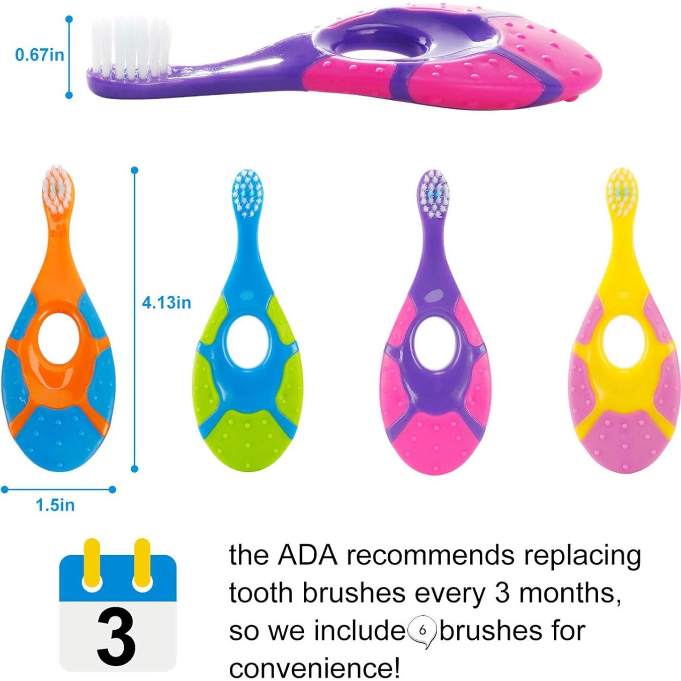 Cepillo de Dientes Slotic para Bebés 0-2 Años - 6 Unidades