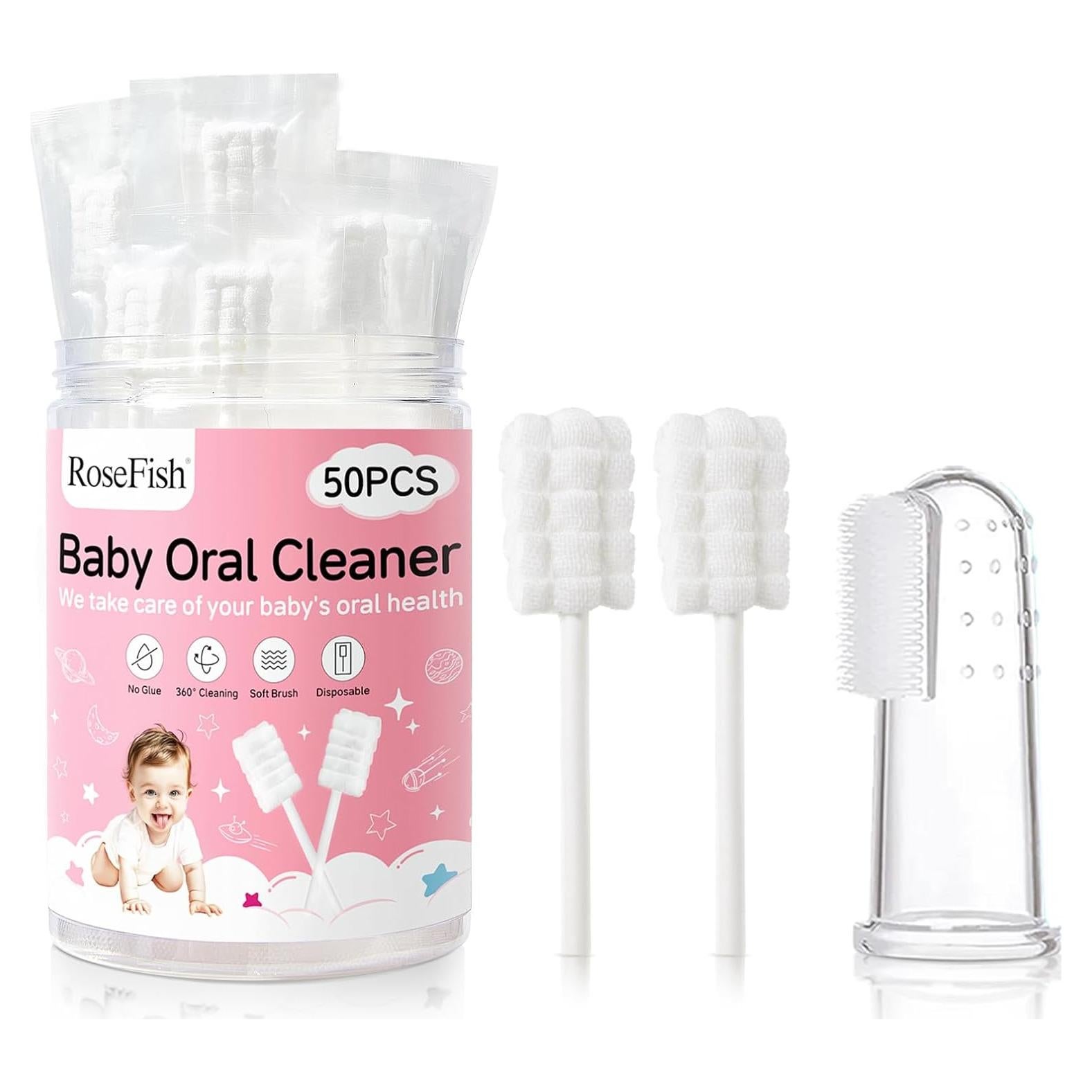 50 Limpiadores de Lengua Desechables RoseFish para Bebés