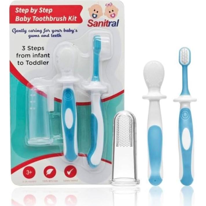 Kit de Cepillos de Dientes para Bebés Sanitral 0-2 Años 3-Pack