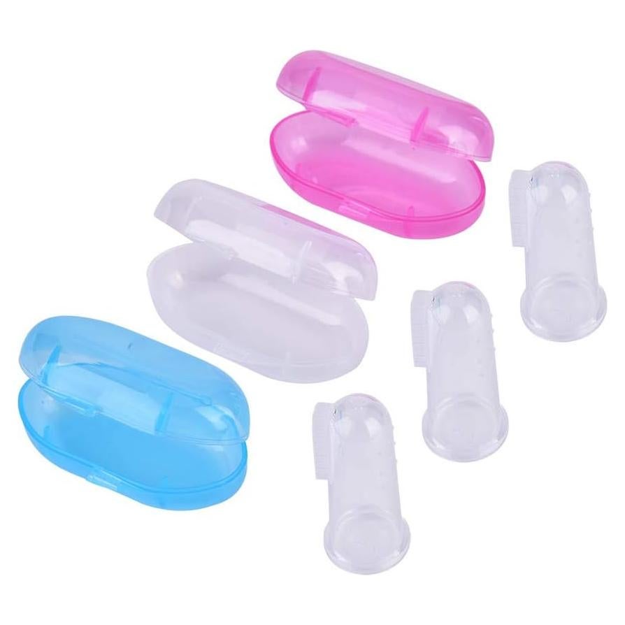 Cepillo de Dedo para Bebé de Silicona con Estuche - 3 Piezas