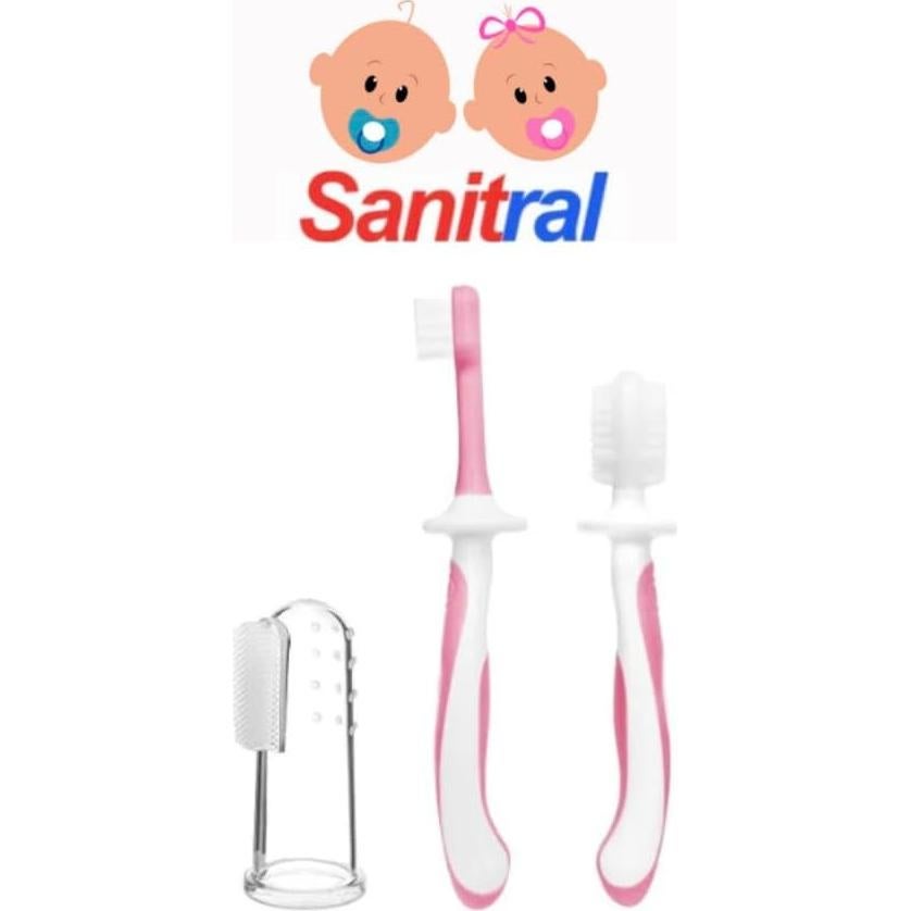 Kit de Cepillos de Dientes para Bebés Sanitral - 0-2 Años - 3 Piezas