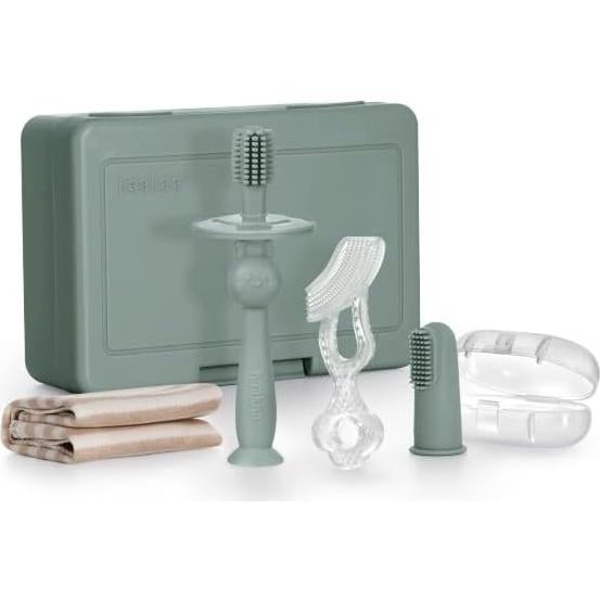 Kit de Cepillos de Dientes para Bebés Haakaa Verde Guisante