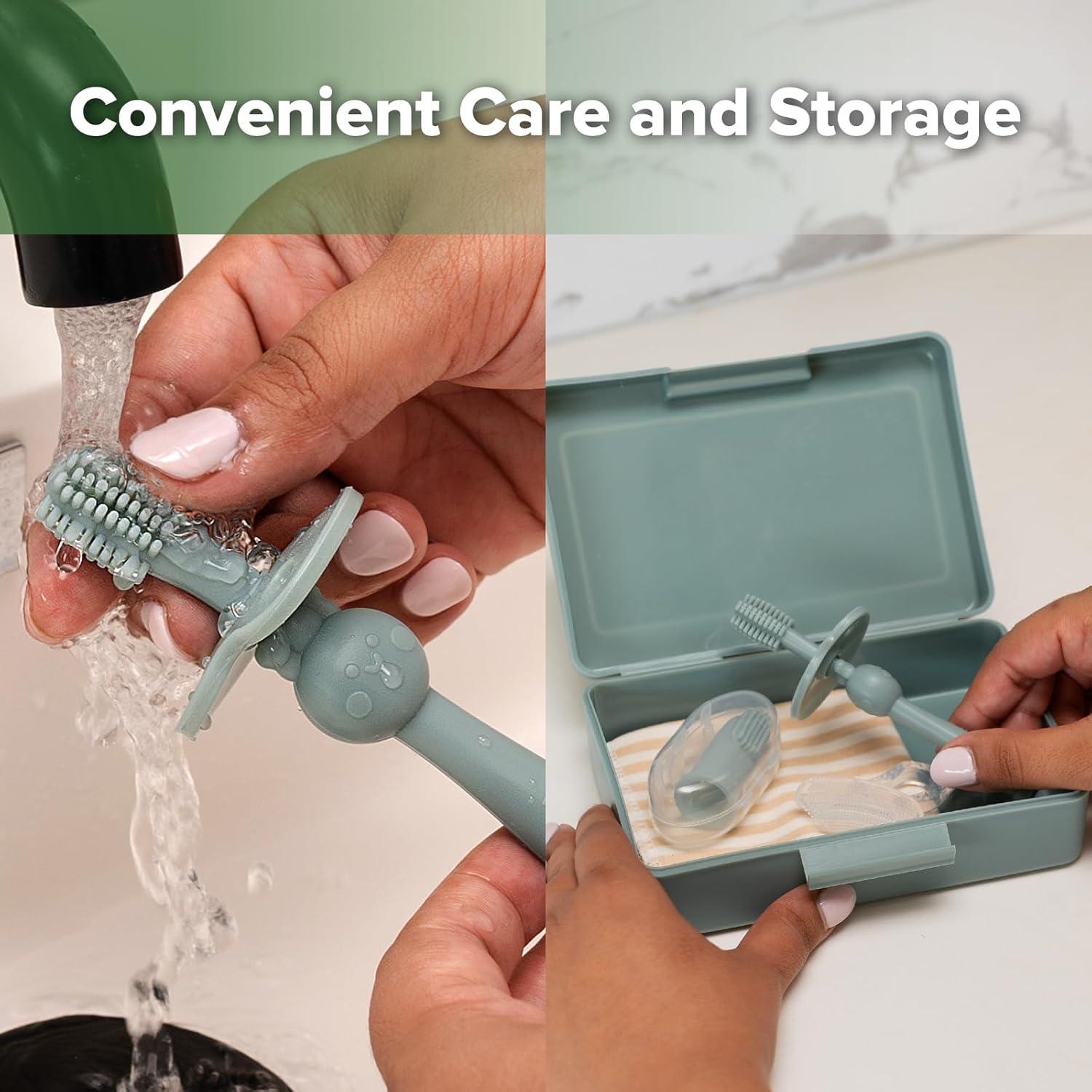 Kit de Cepillos de Dientes para Bebés Haakaa Verde Guisante