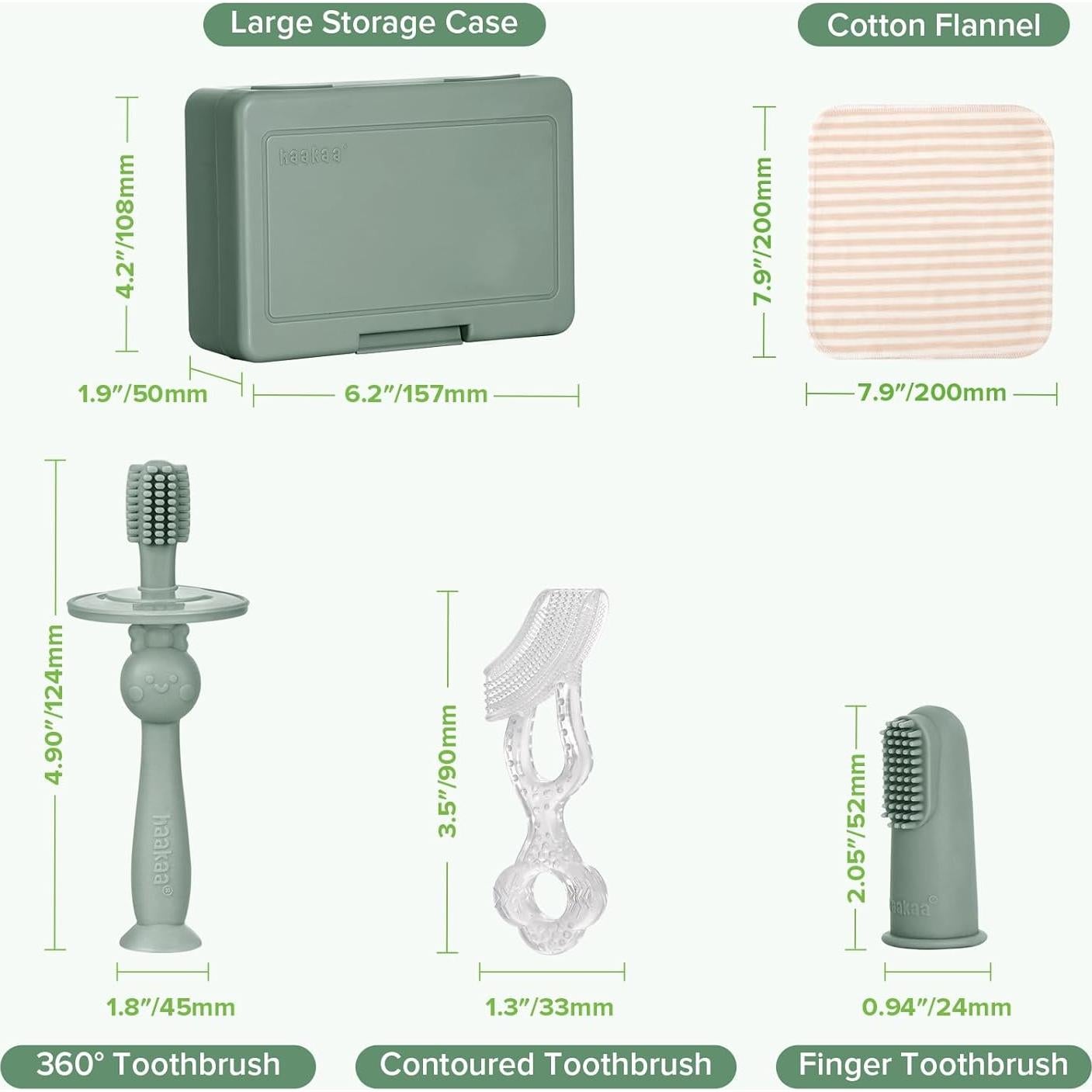 Kit de Cepillos de Dientes para Bebés Haakaa Verde Guisante