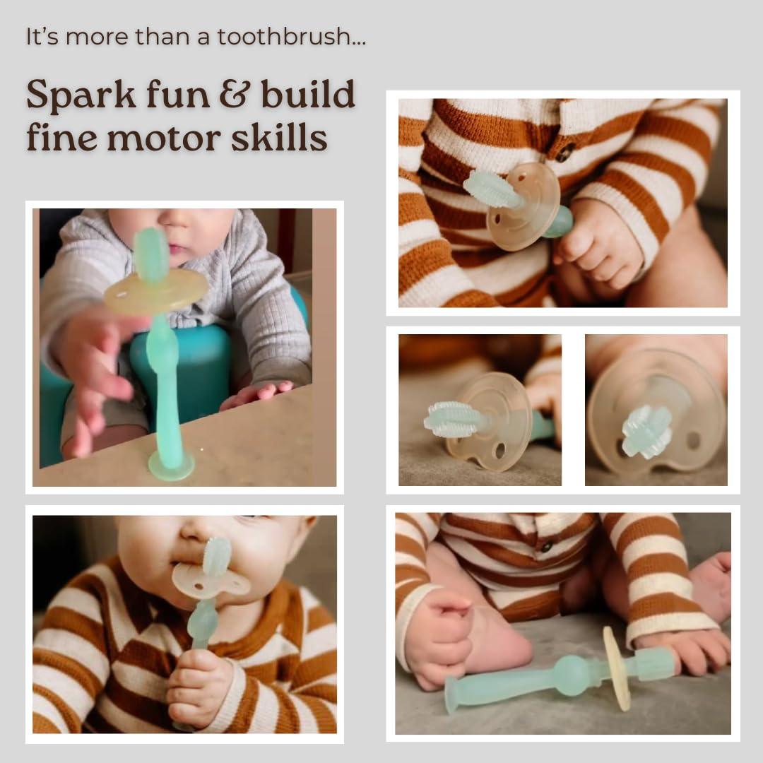 Cepillo de Dientes de Silicona Haakaa 360° Rosa - Para Bebés 6+ Meses