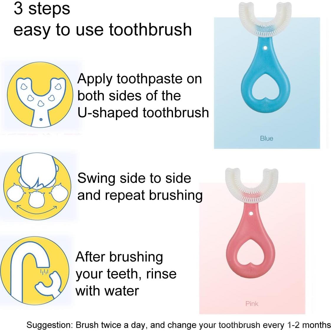 Cepillo de Dientes en Forma de U CLAIOL 2 Pcs Niños 2-6 Años