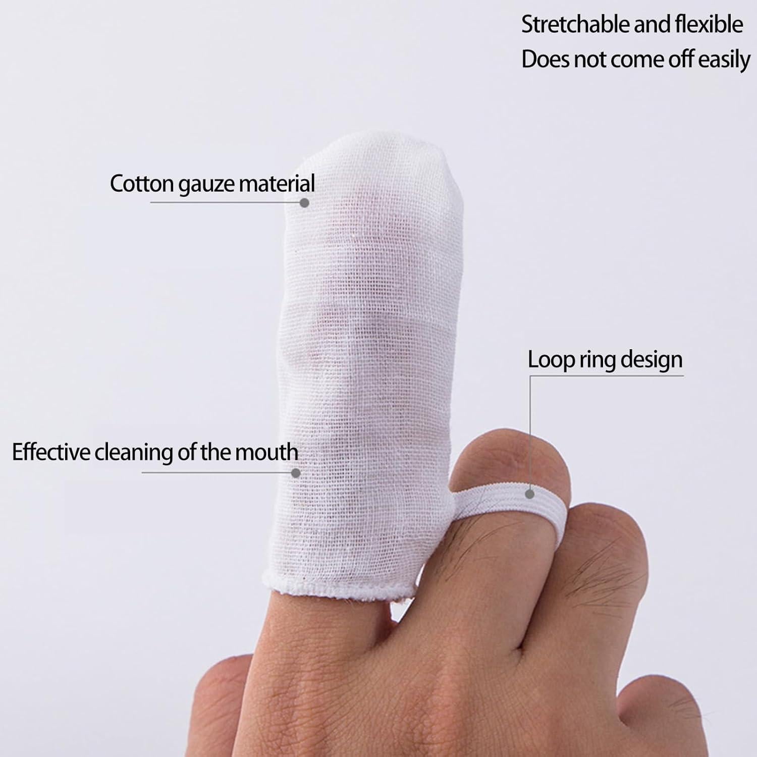 Cubierta de dedo de gasa Brrnoo para limpieza oral bebé 6 piezas