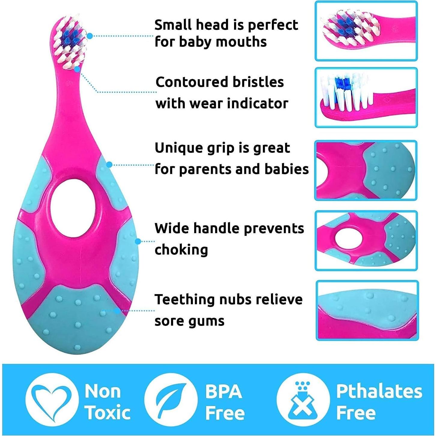 Cepillo de Dientes para Bebés Ecovona - 4 Unidades, Cerdas Suaves