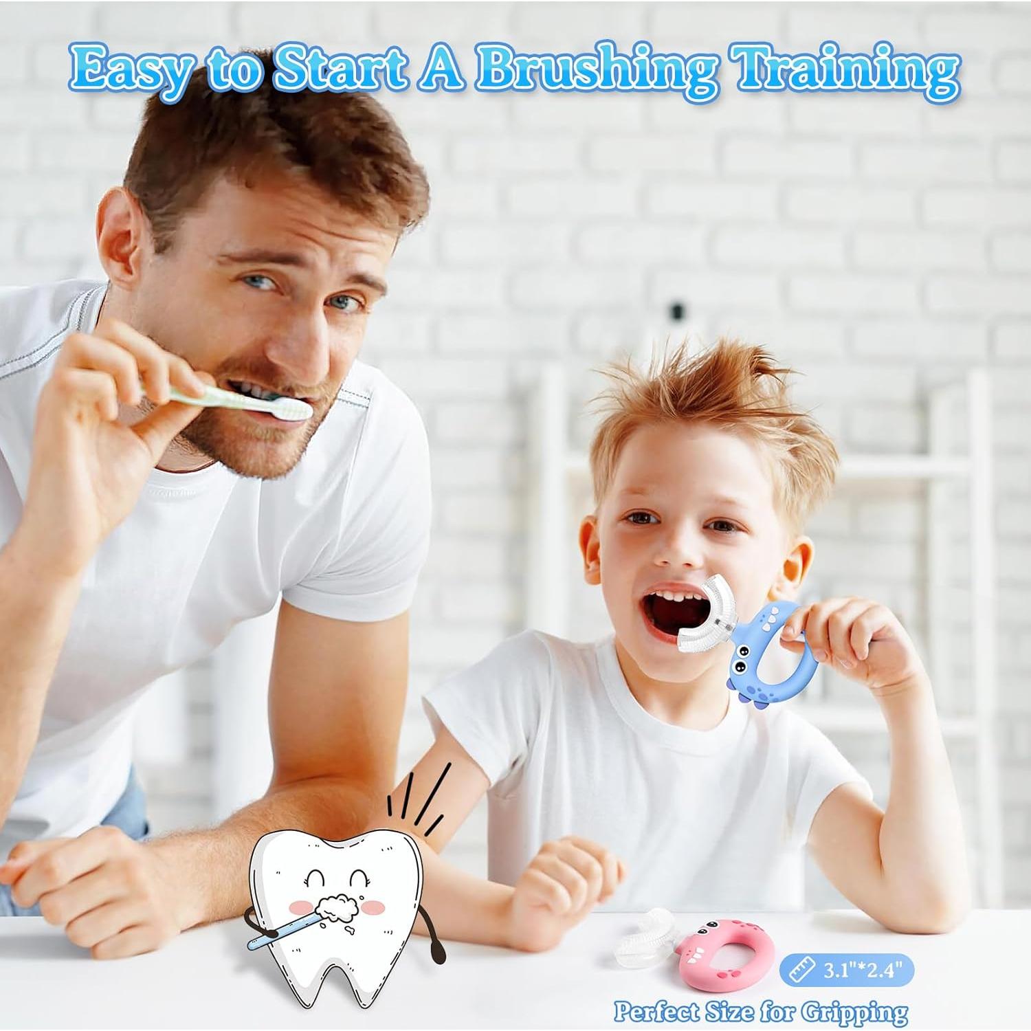 Cepillo de Dientes Infantil U Guía 360° Silicona Suave 2 PCS