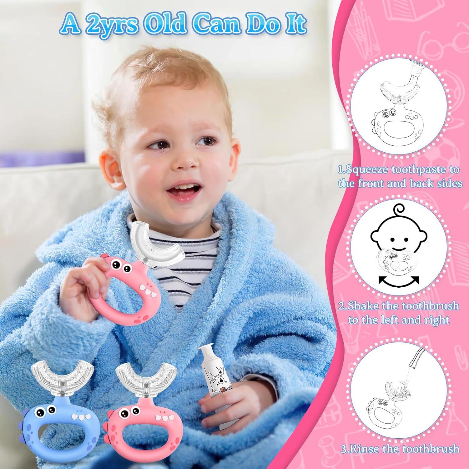 Cepillo de Dientes Infantil U Guía 360° Silicona Suave 2 PCS