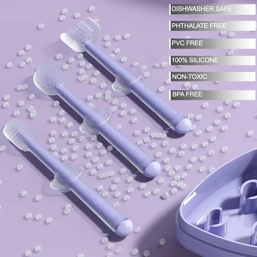 PandaEar Juego de Cepillos de Dientes de Silicona para Bebés 0-18 Meses