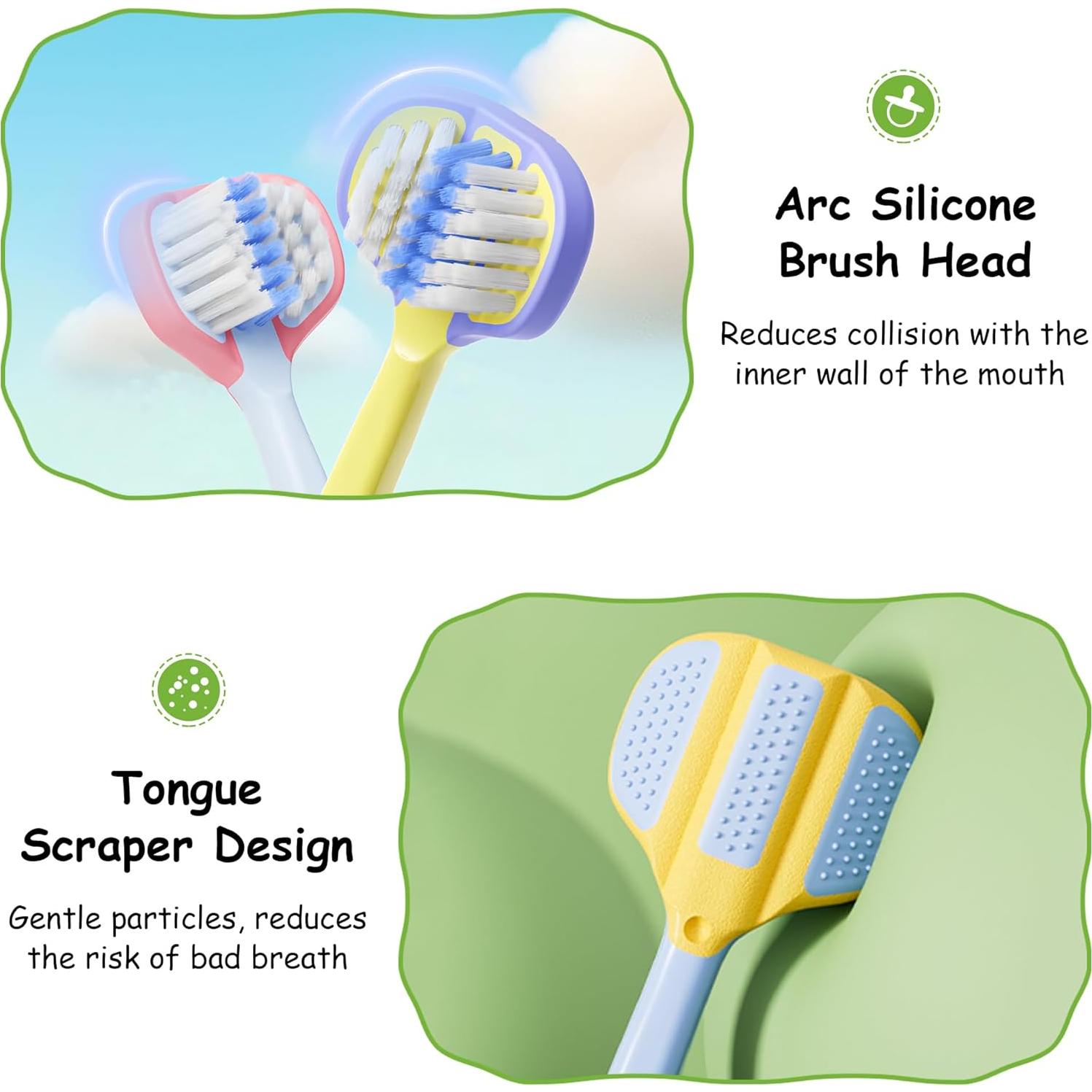 Cepillo de Dientes 3 Lados PANIMOSI para Niños 1-12 Años