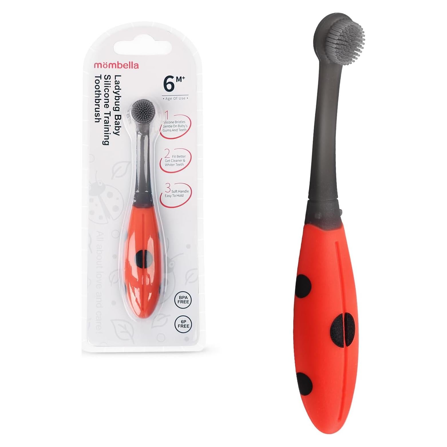 Cepillo de Dientes Mombella Mariquita Silicona Bebés 6+ Meses