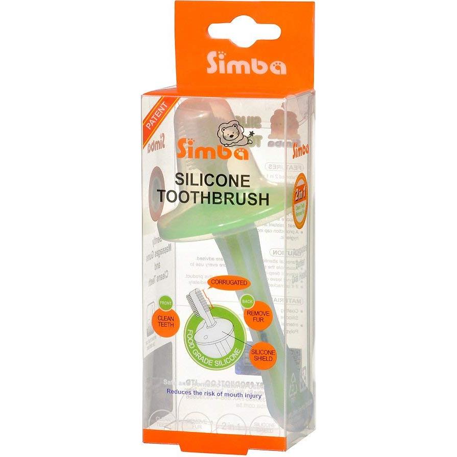 Cepillo de Dientes de Silicona Simba Verde con Cerdas Suaves