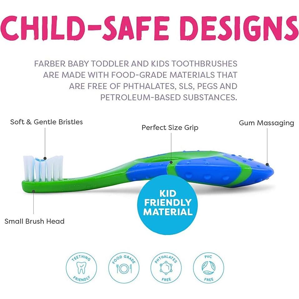 Cepillo de Dientes para Bebés Farber Baby - 4 Piezas, Suave, BPA Free