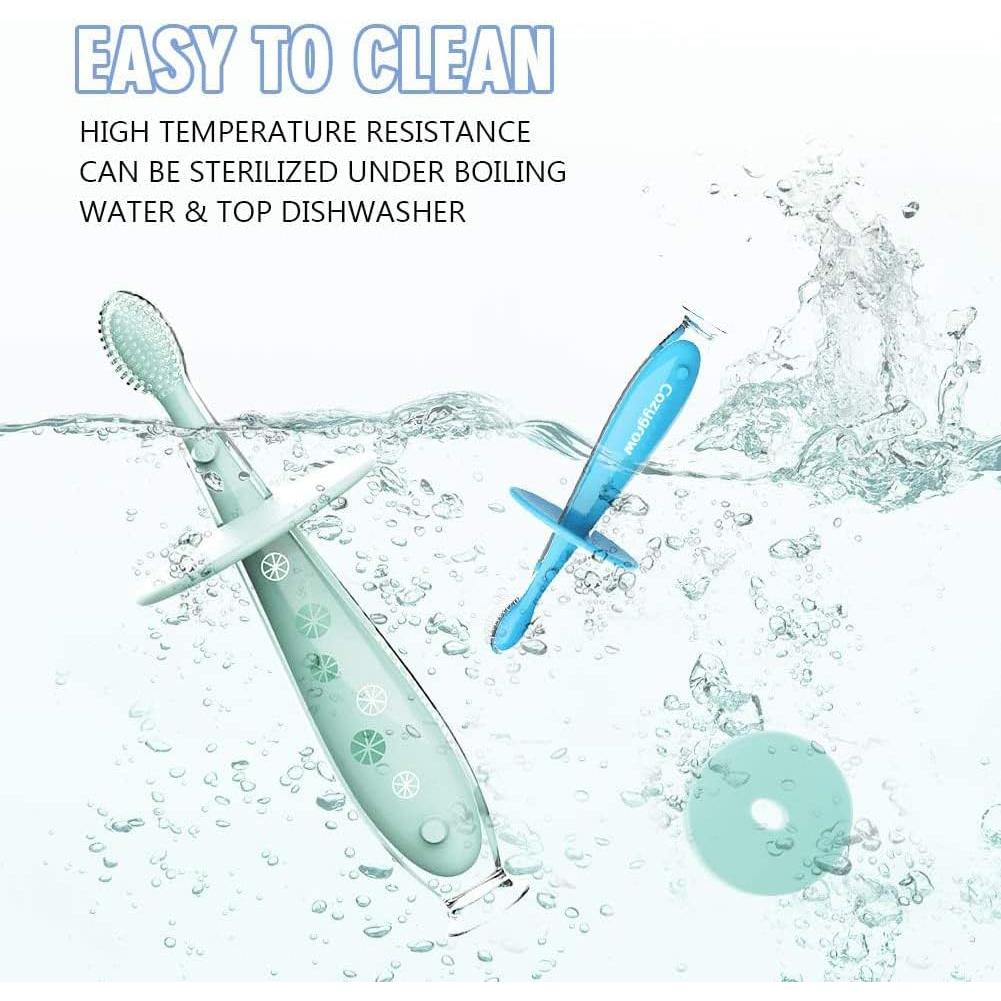 Cepillo de Dientes para Bebés Cozygrow - Silicona Suave, 2 Piezas