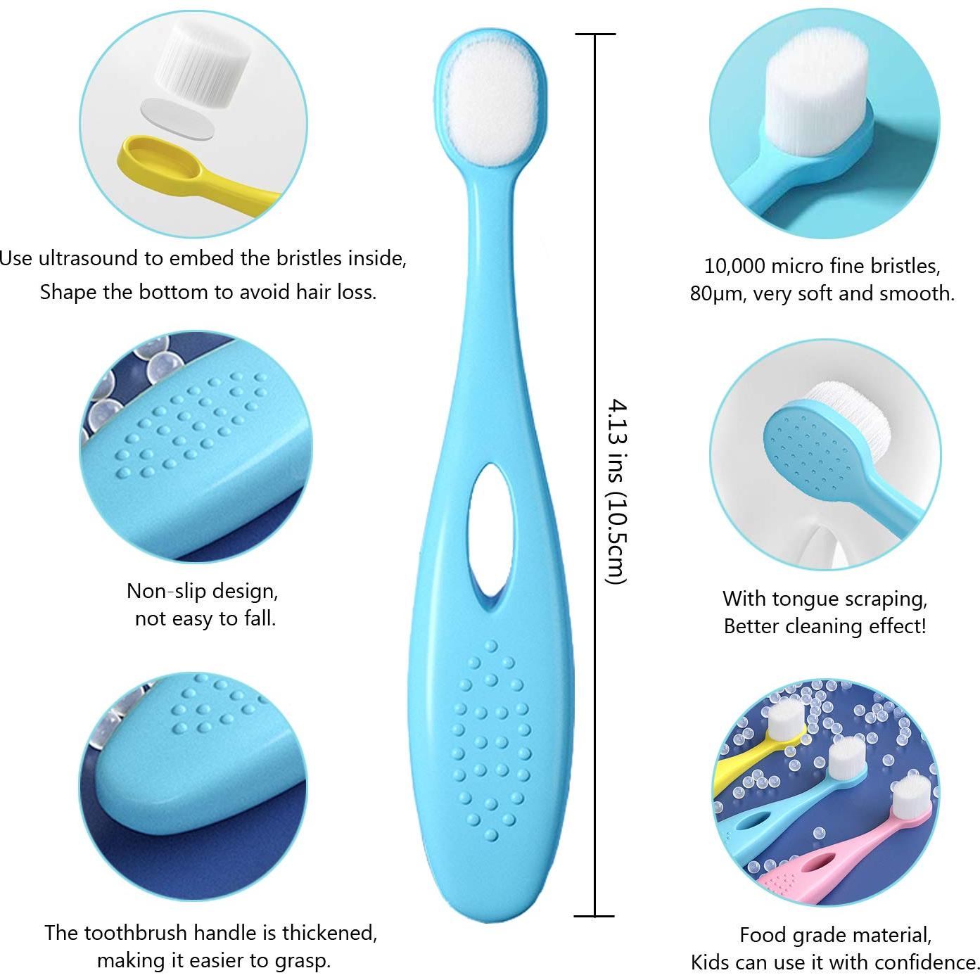 Cepillo de Dientes EasyHonor para Bebés 1-3 Años, 4 Pcs Suave