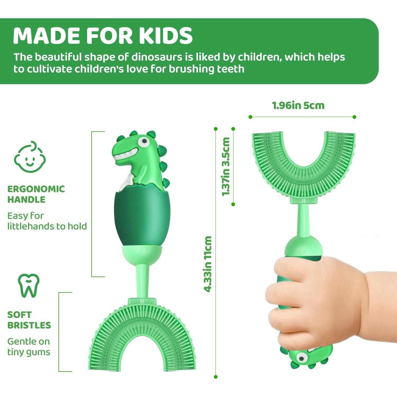 Cepillo de Dientes en U ZMRZ para Niños 2-7 Años Verde