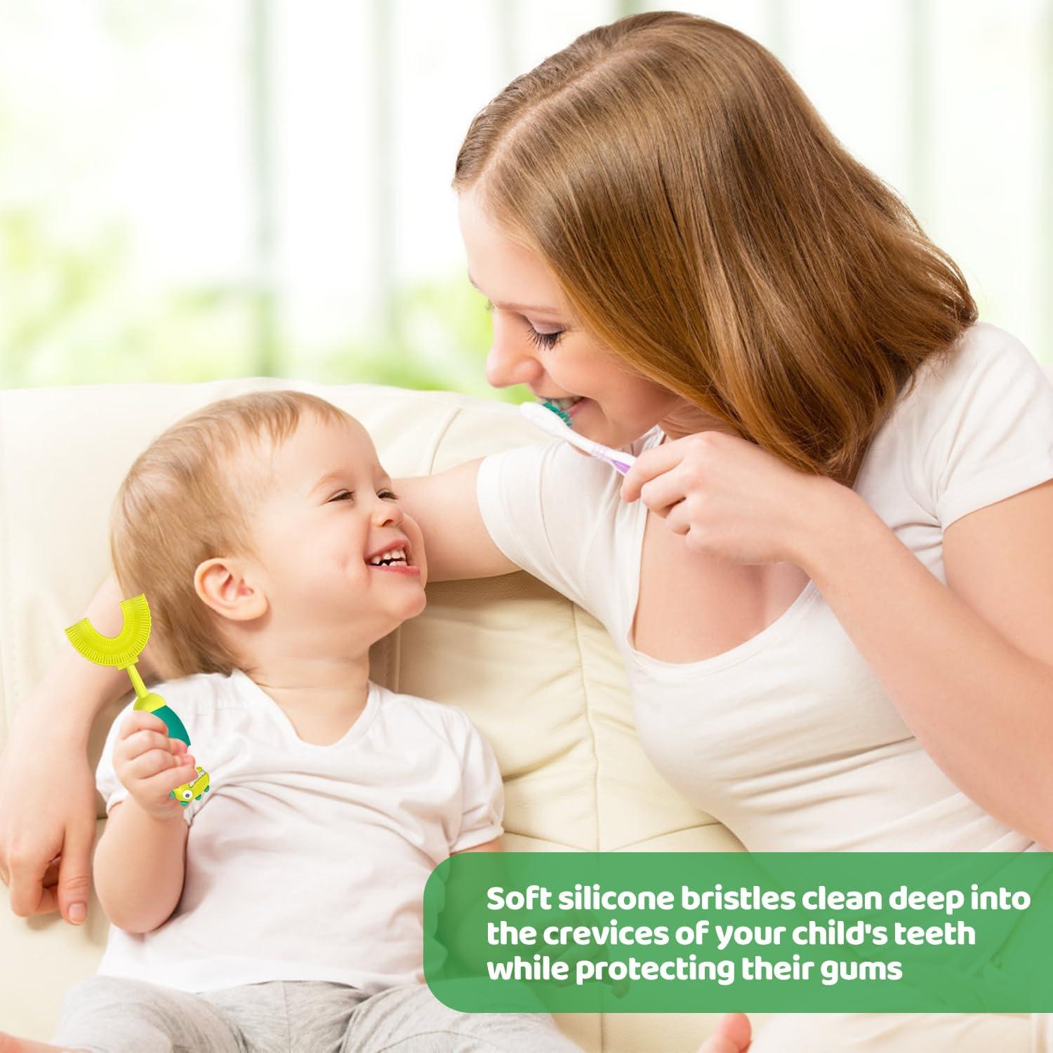 Cepillo de Dientes en U ZMRZ para Niños 2-7 Años Verde