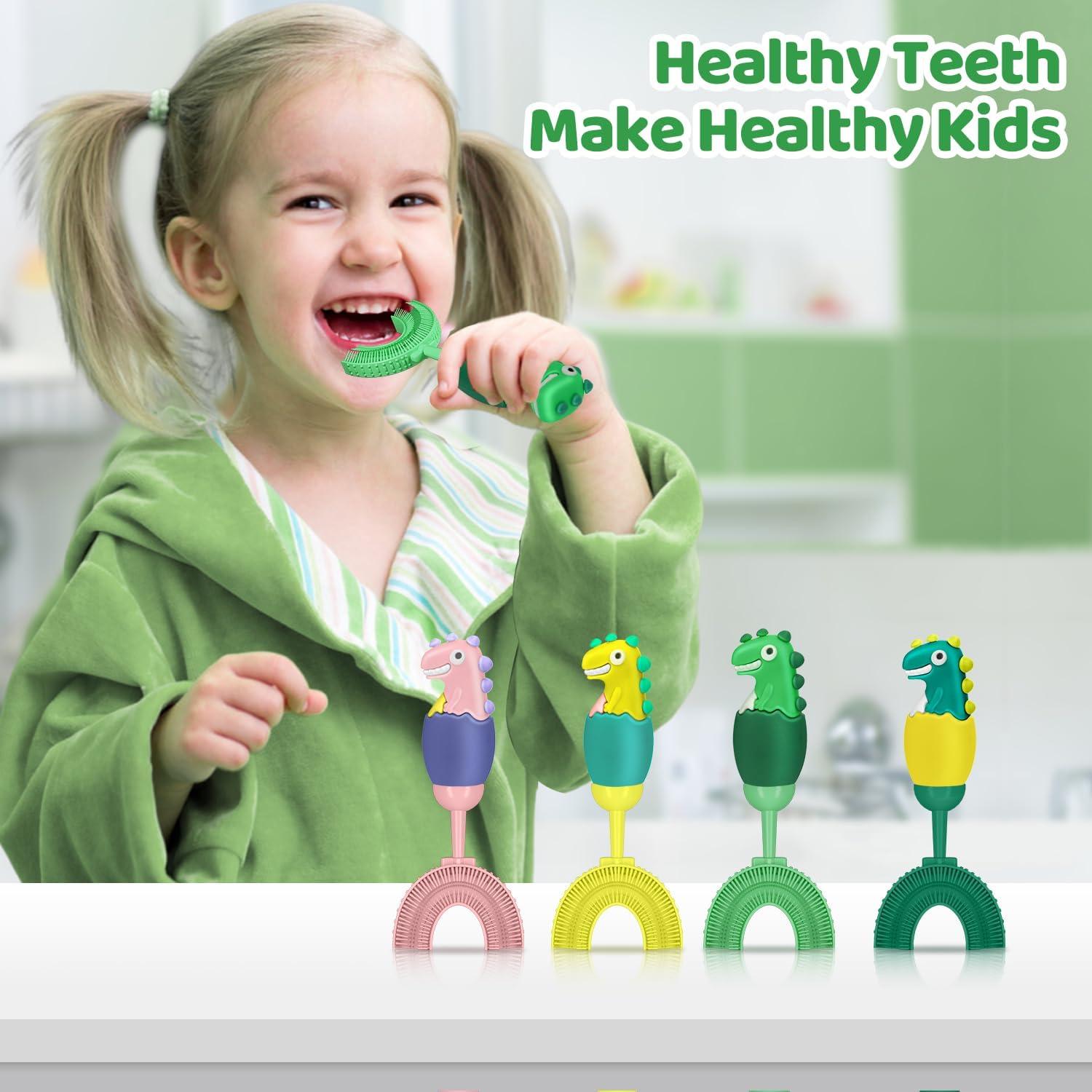 Cepillo de Dientes en U ZMRZ para Niños 2-7 Años Verde