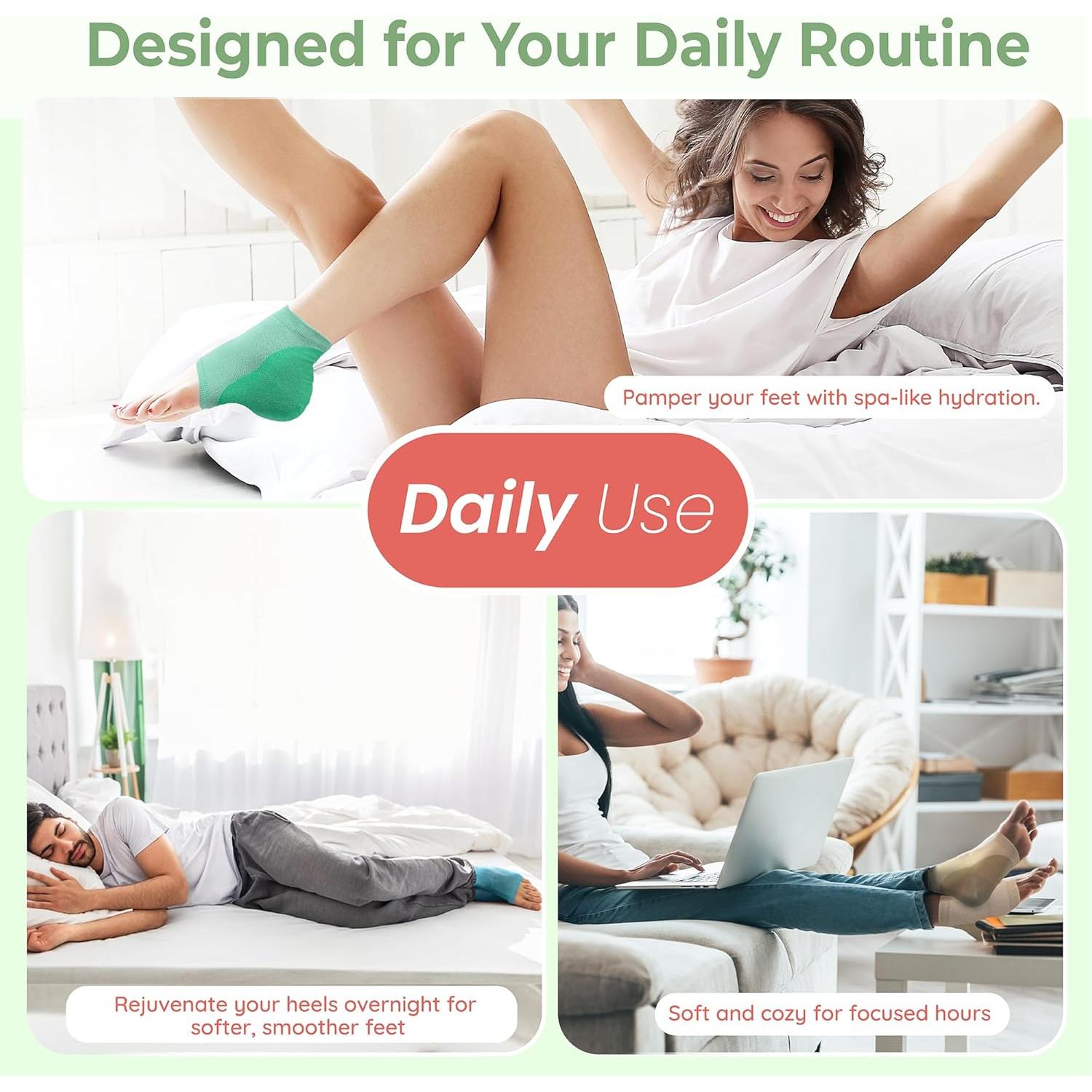 Calcetines Hidratantes PhysFlex para Talones Agrietados - 2 Pares Beige