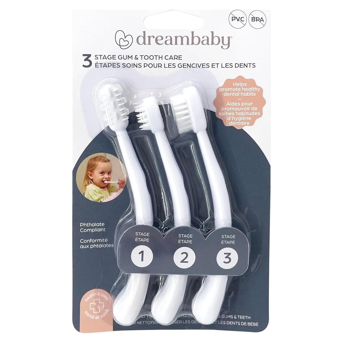 Juego de Cepillos de Dientes Dreambaby 3 Etapas Blanco