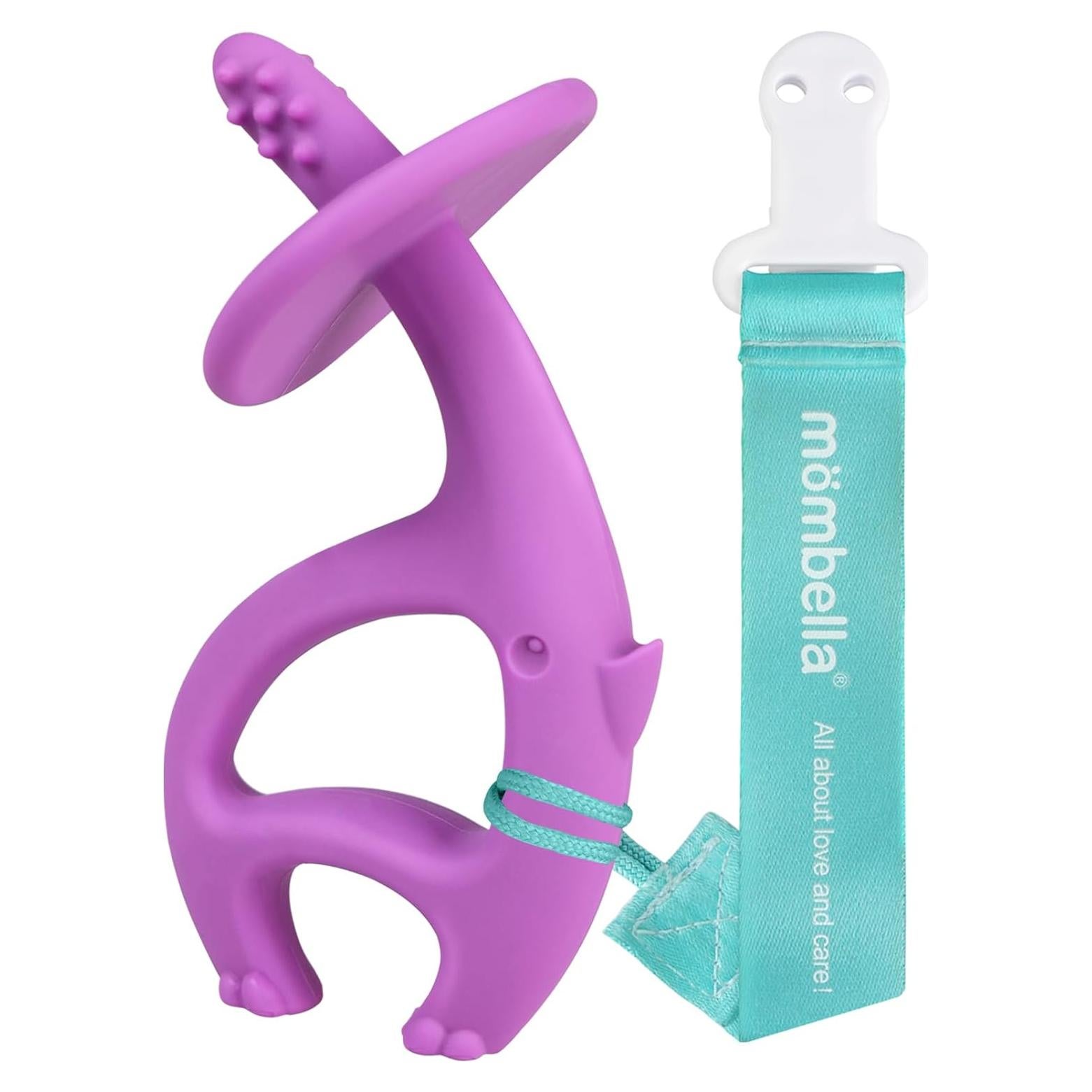 Juguete de Dentición Mombella Elefante 2 en 1 para Bebés 3-12 Meses