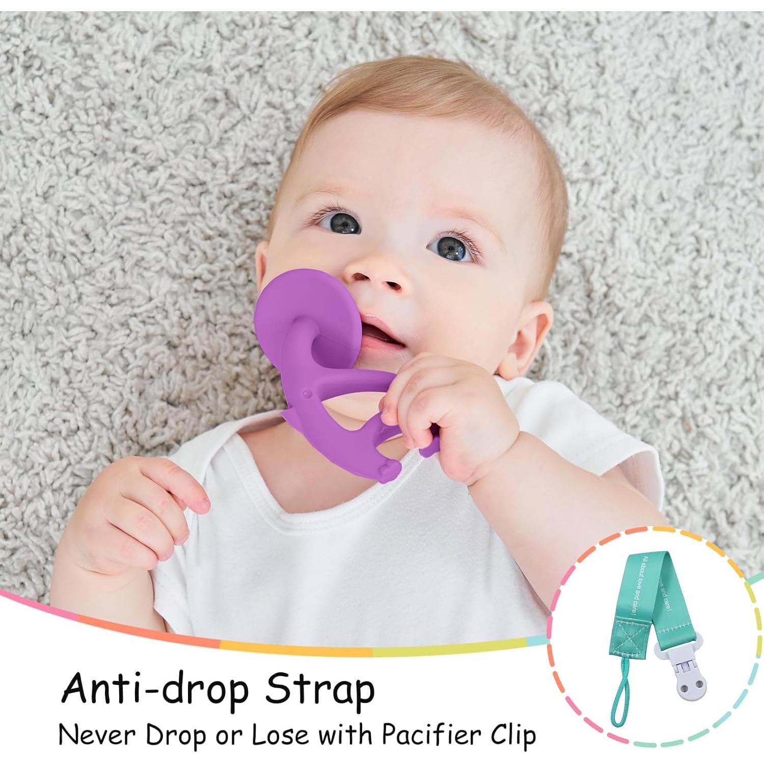 Juguete de Dentición Mombella Elefante 2 en 1 para Bebés 3-12 Meses