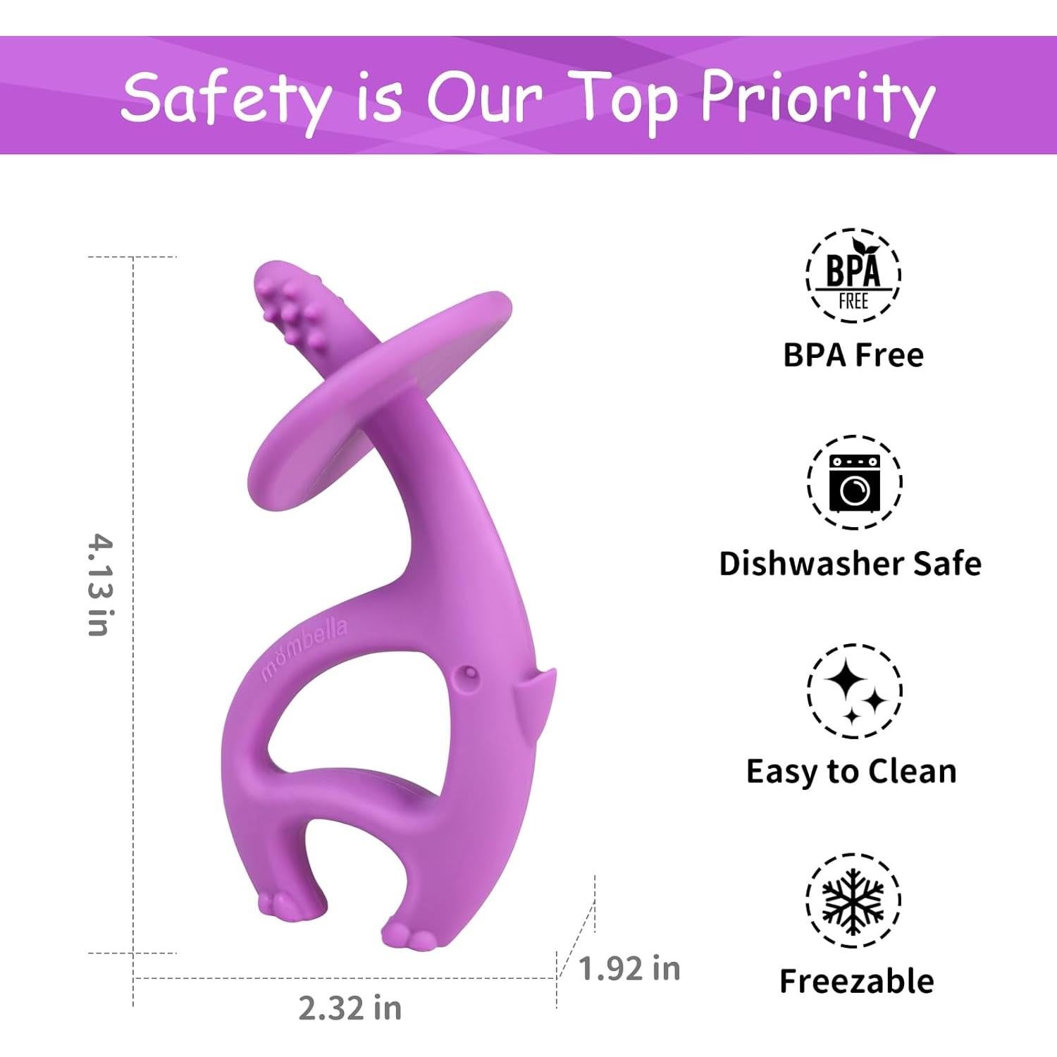 Juguete de Dentición Mombella Elefante 2 en 1 para Bebés 3-12 Meses