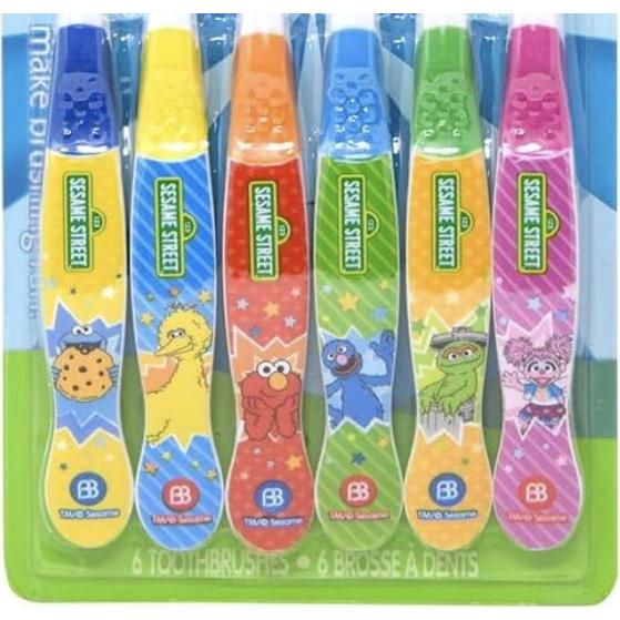 Set de 6 Cepillos de Dientes Suaves Brush Buddies Plaza Sésamo