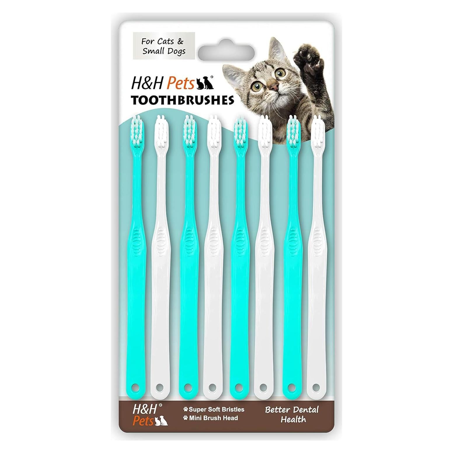 Cepillo de Dientes Suave H&H Mascotas para Perros y Gatos Pequeños - Paquete de 8