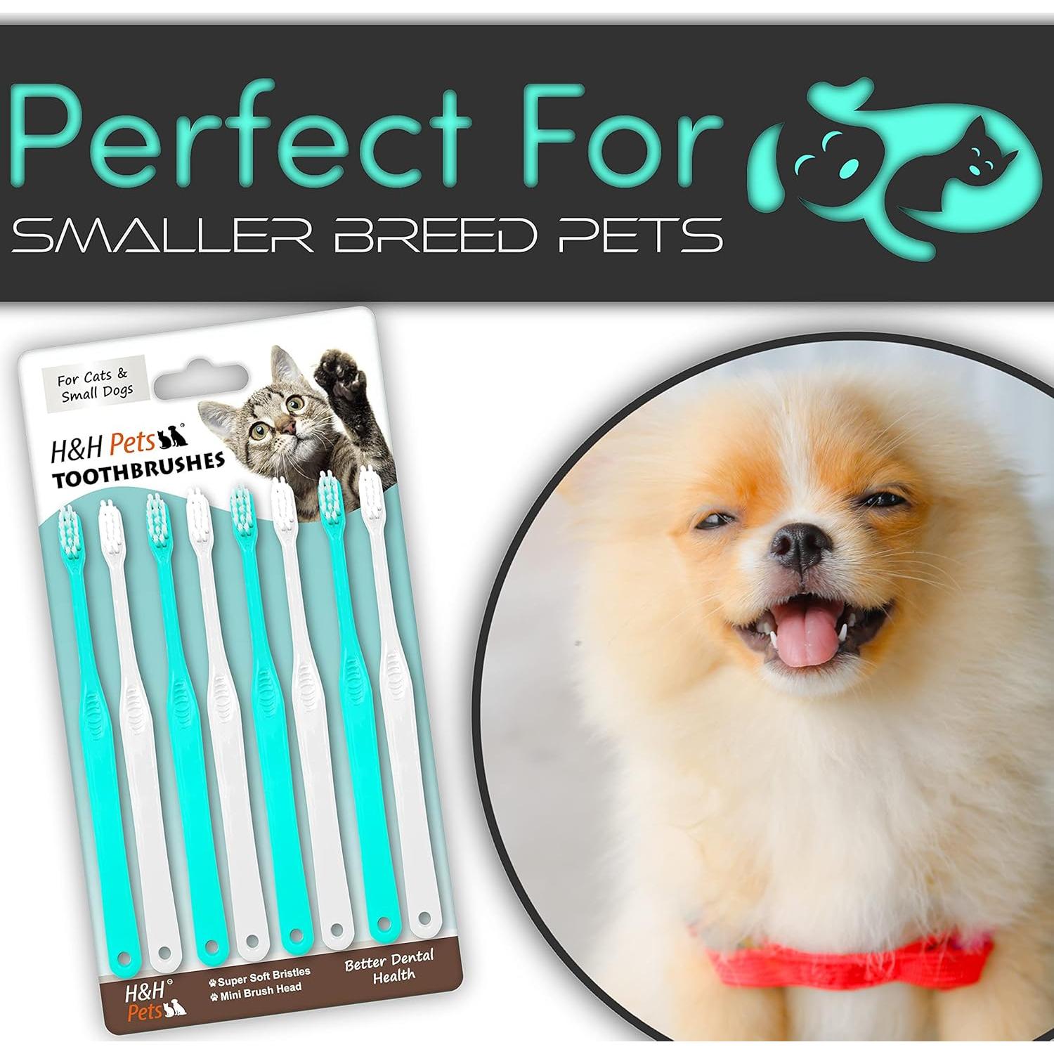 Cepillo de Dientes Suave H&H Mascotas para Perros y Gatos Pequeños - Paquete de 8