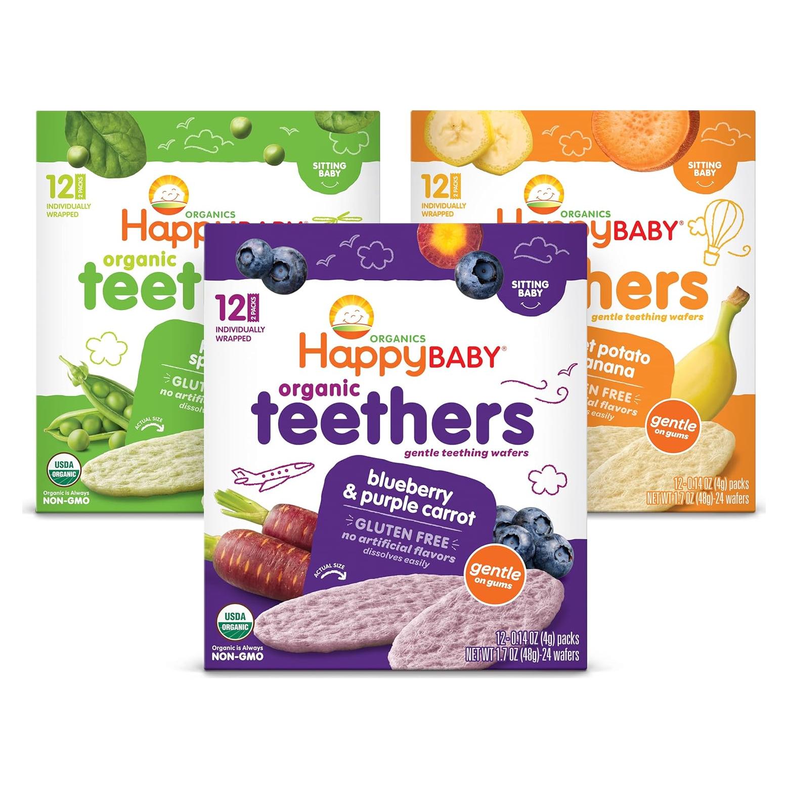 Mordedor Happy Baby Organics 12 Unidades Variedad Sabores