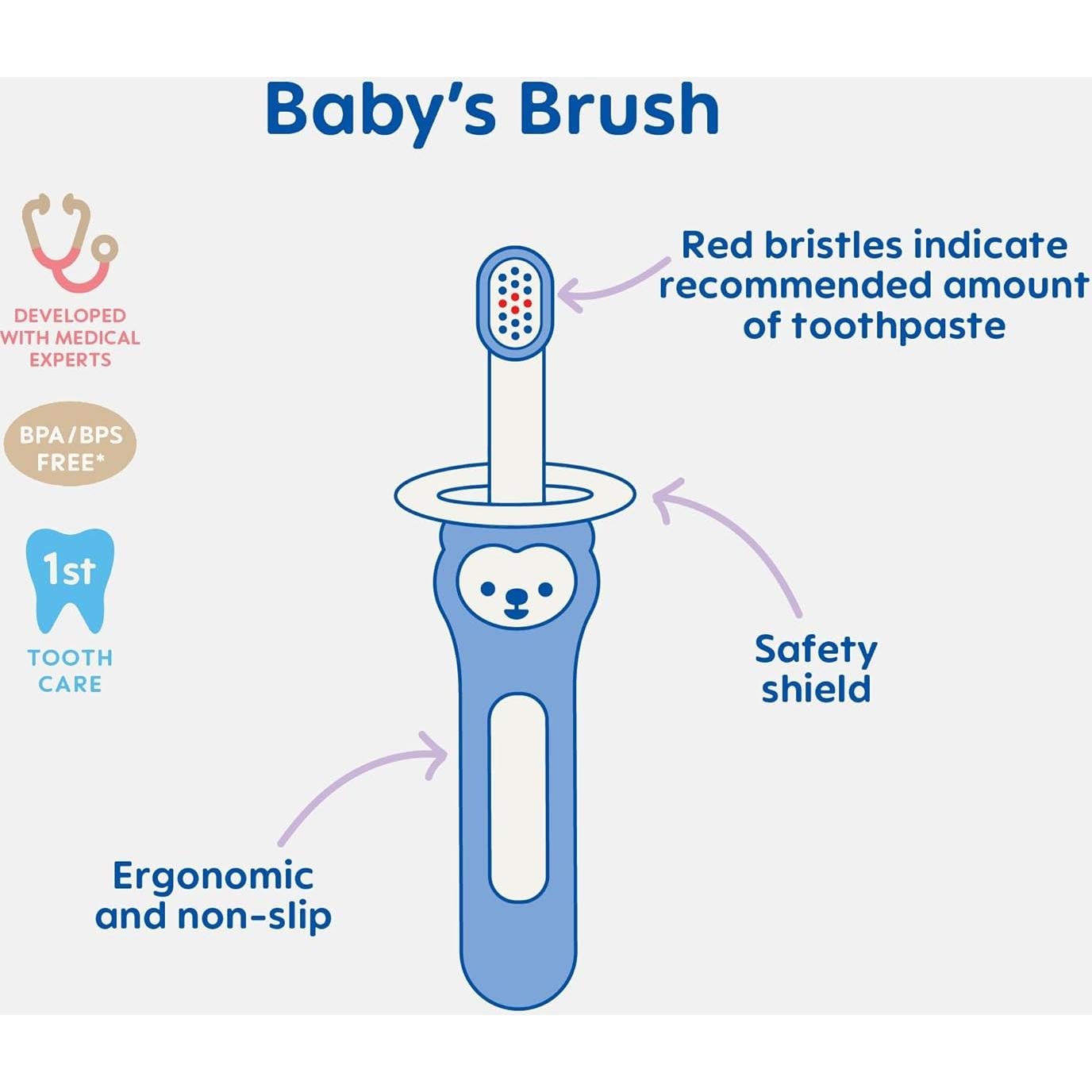 Cepillos de Dientes MAM para Bebés Rosa 6+ Meses con Escudo