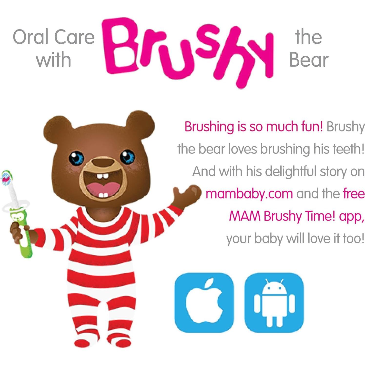 Cepillos de Dientes MAM para Bebés Rosa 6+ Meses con Escudo