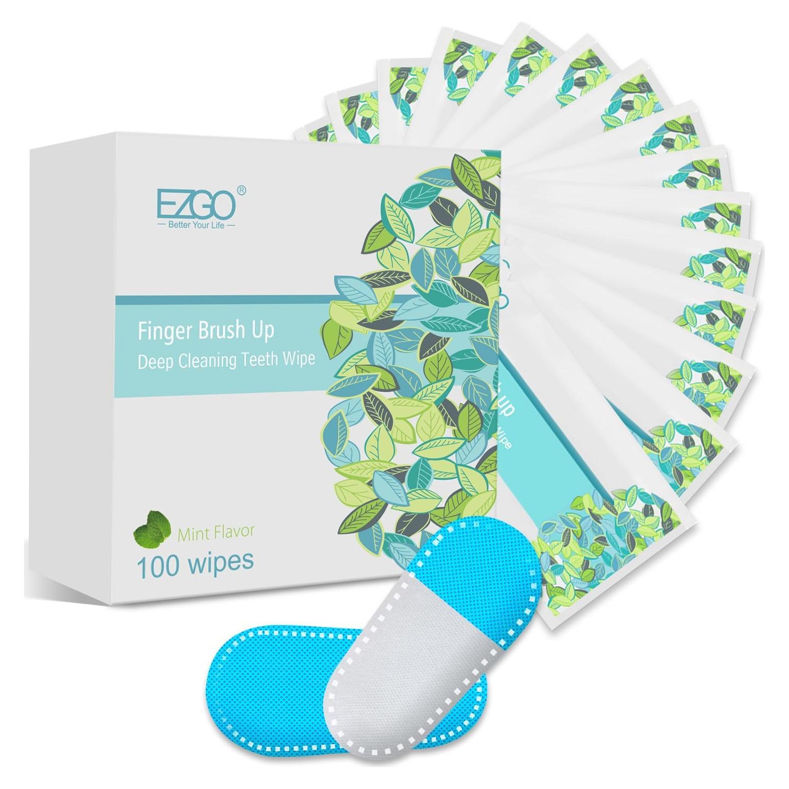 Toallitas de Limpieza Dental EZGO 100 Unidades Sabor Menta