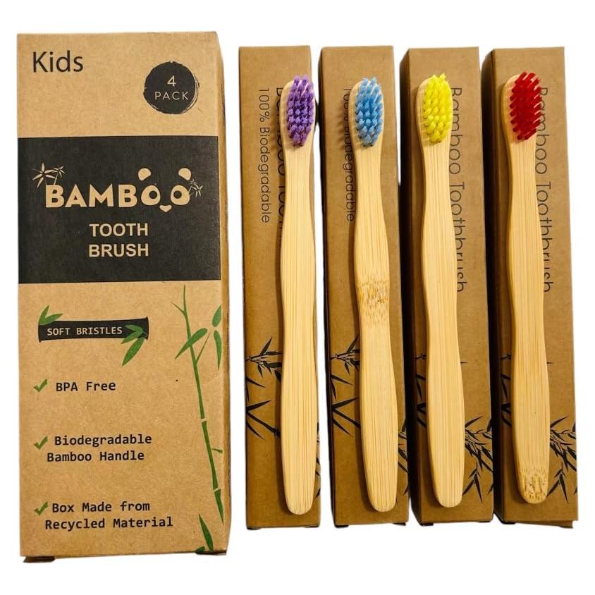 Cepillos de Dientes de Bambú Orgánicos para Bebés - 4 Unidades