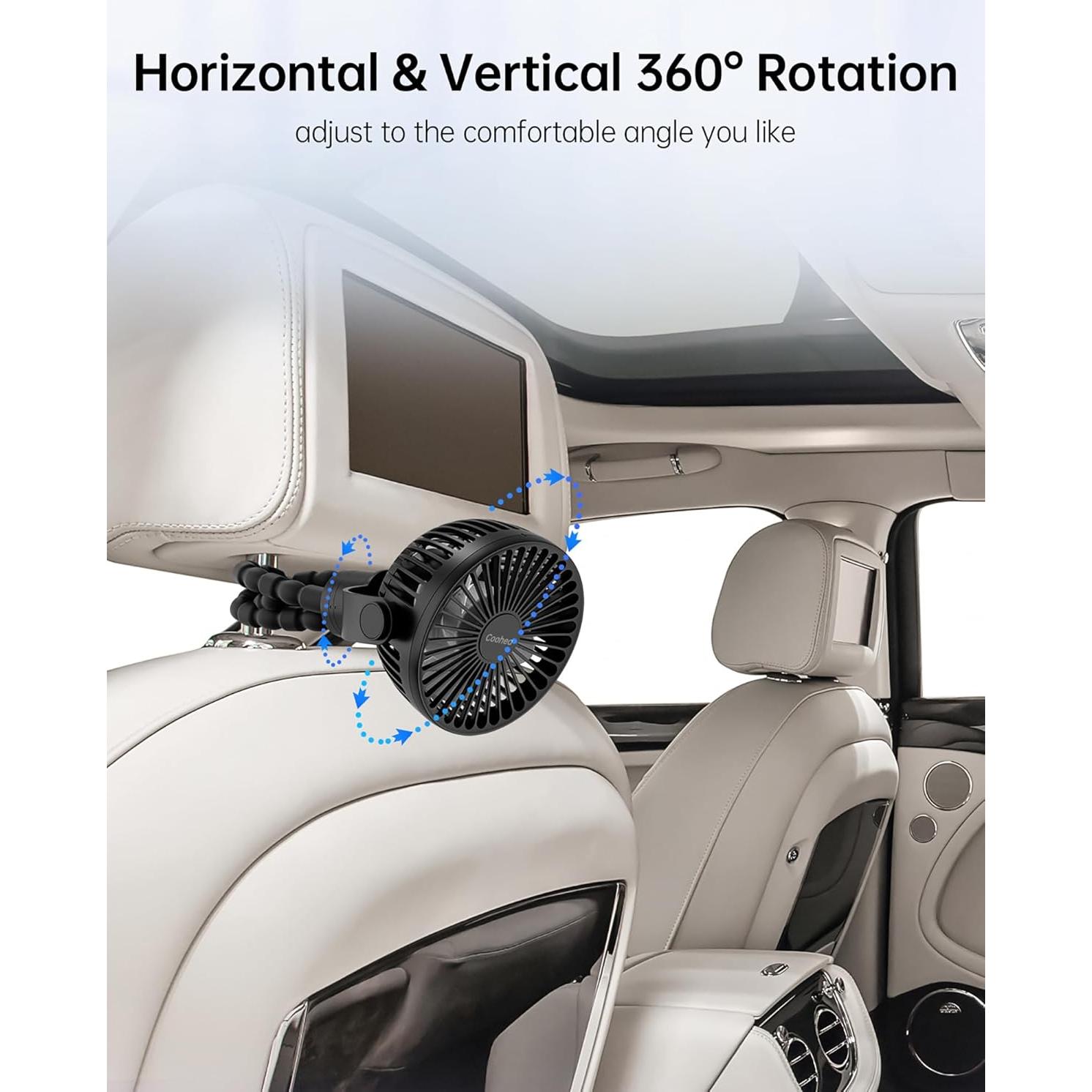 Ventilador Portátil Recargable Coohea KW42 3 Velocidades Negro