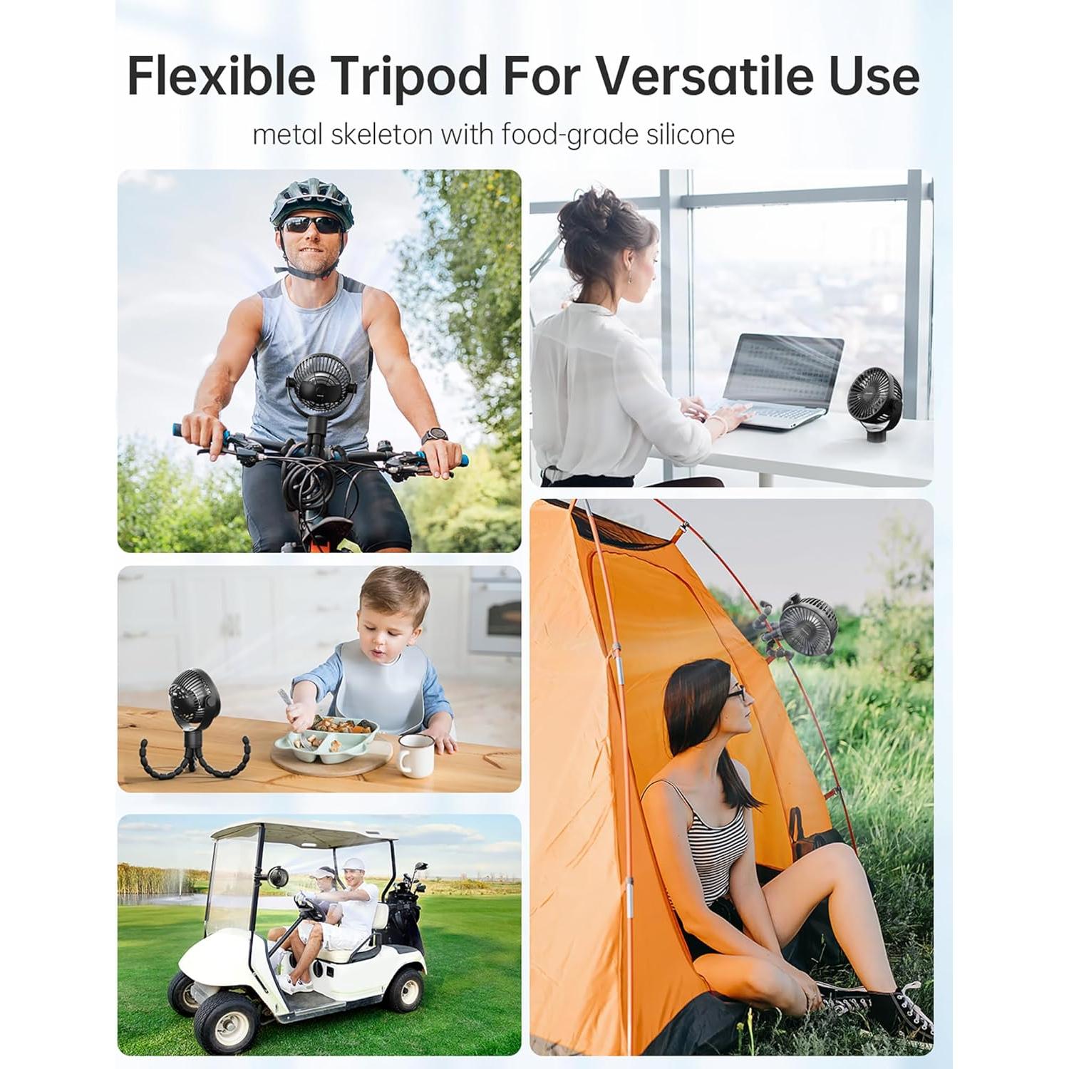 Ventilador Portátil Recargable Coohea KW42 3 Velocidades Negro