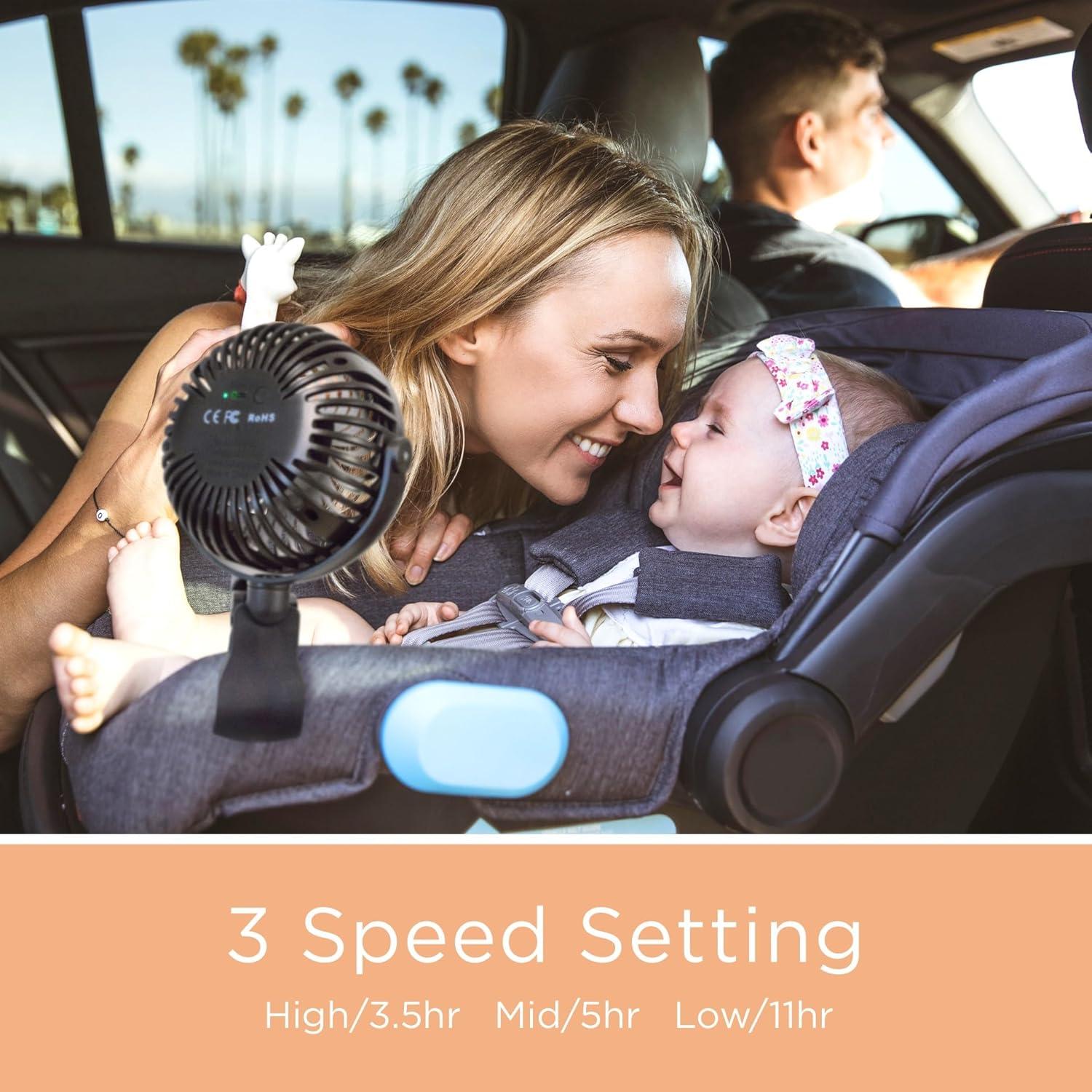 Ventilador Portátil Recargable para Cochecito liuliuby 2024