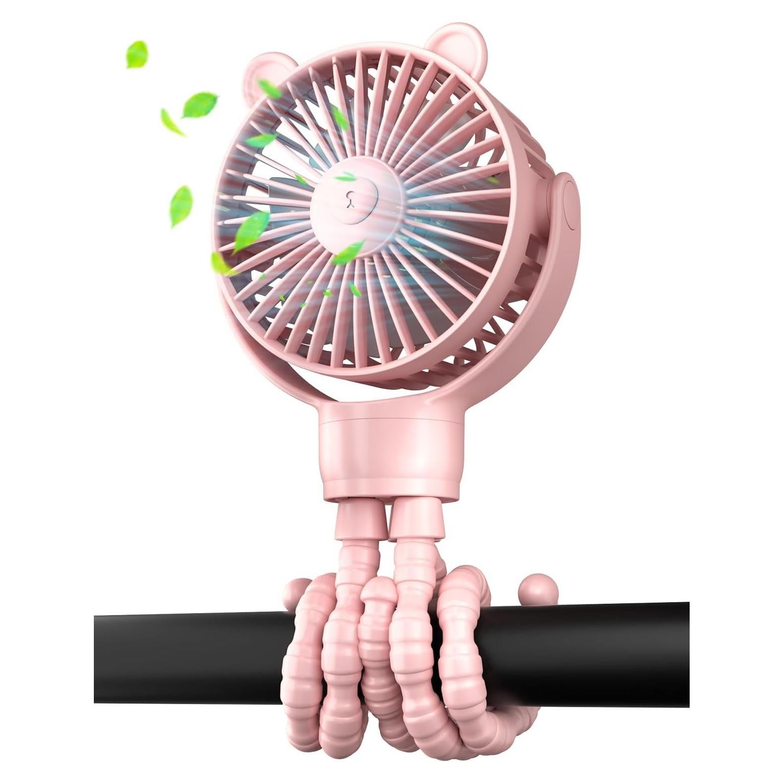 Ventilador Mini Portátil ASNUG M28 Rosa Recargable 3 Velocidades