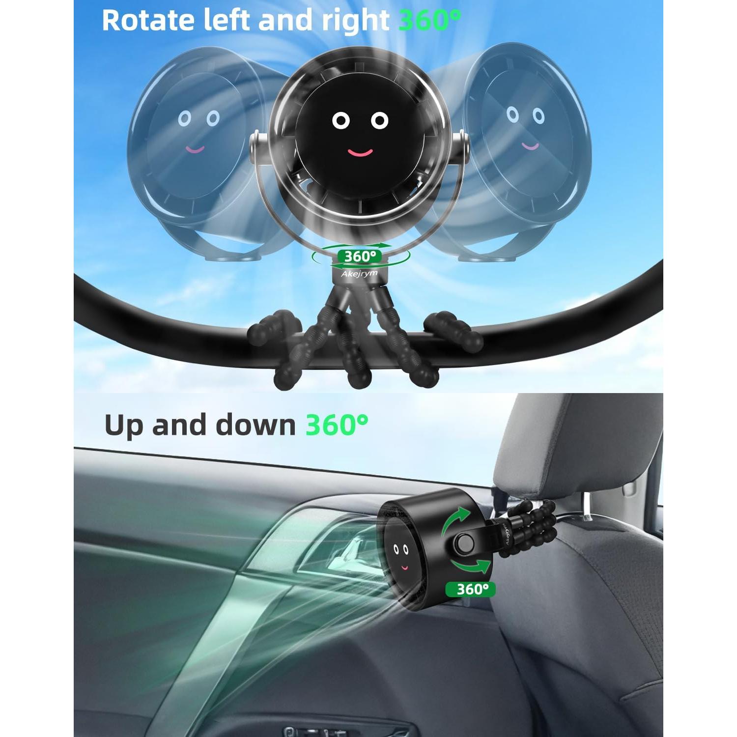 Ventilador Portátil Akejrym para Cochecito 5 Velocidades Negro