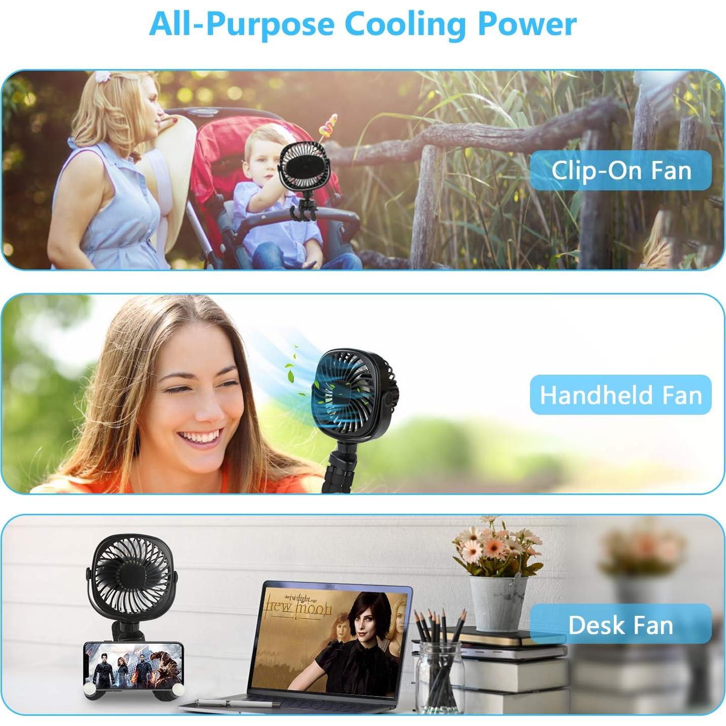 Ventilador Portátil DR.PREPARE con Clip y Trípode Flexible