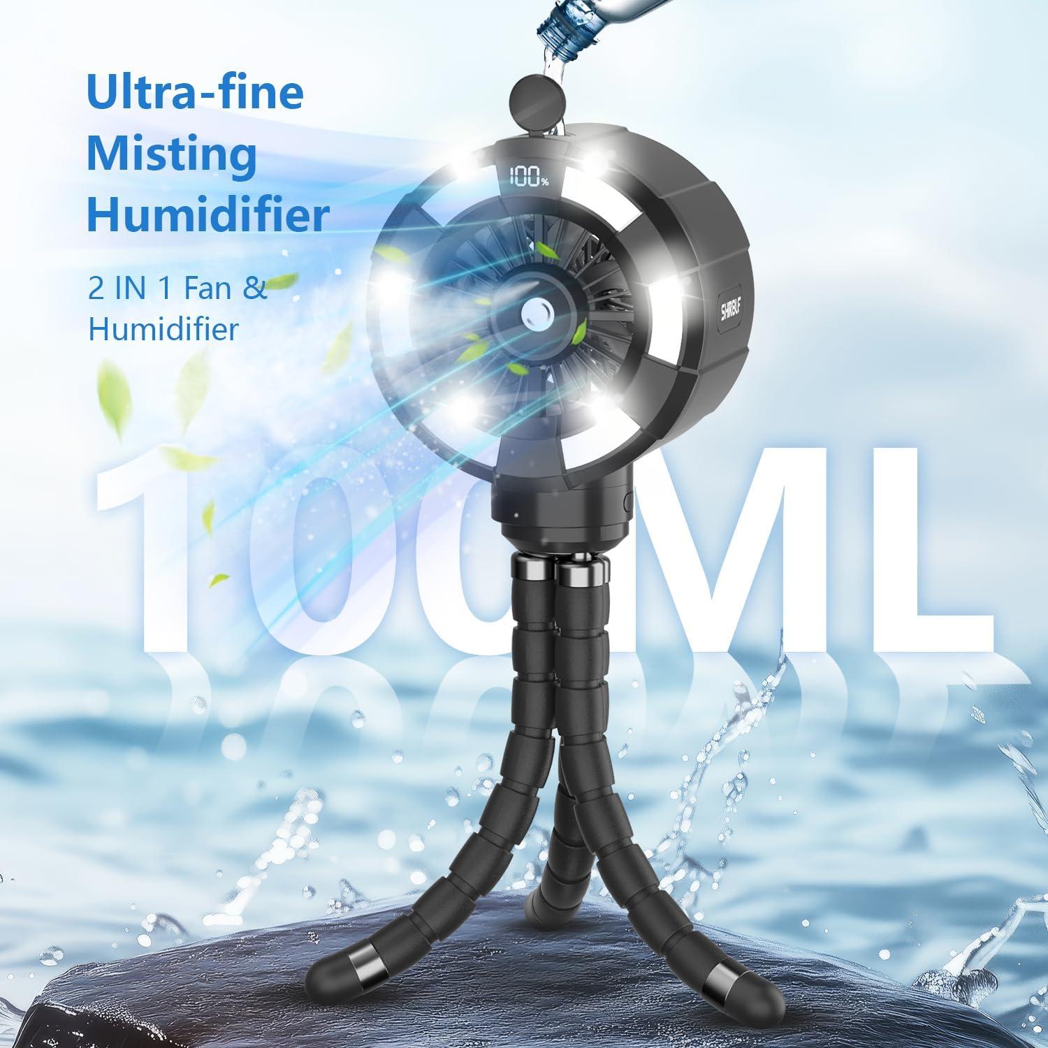 Ventilador de Niebla Portátil 6000mAh para Cochecito - Negro