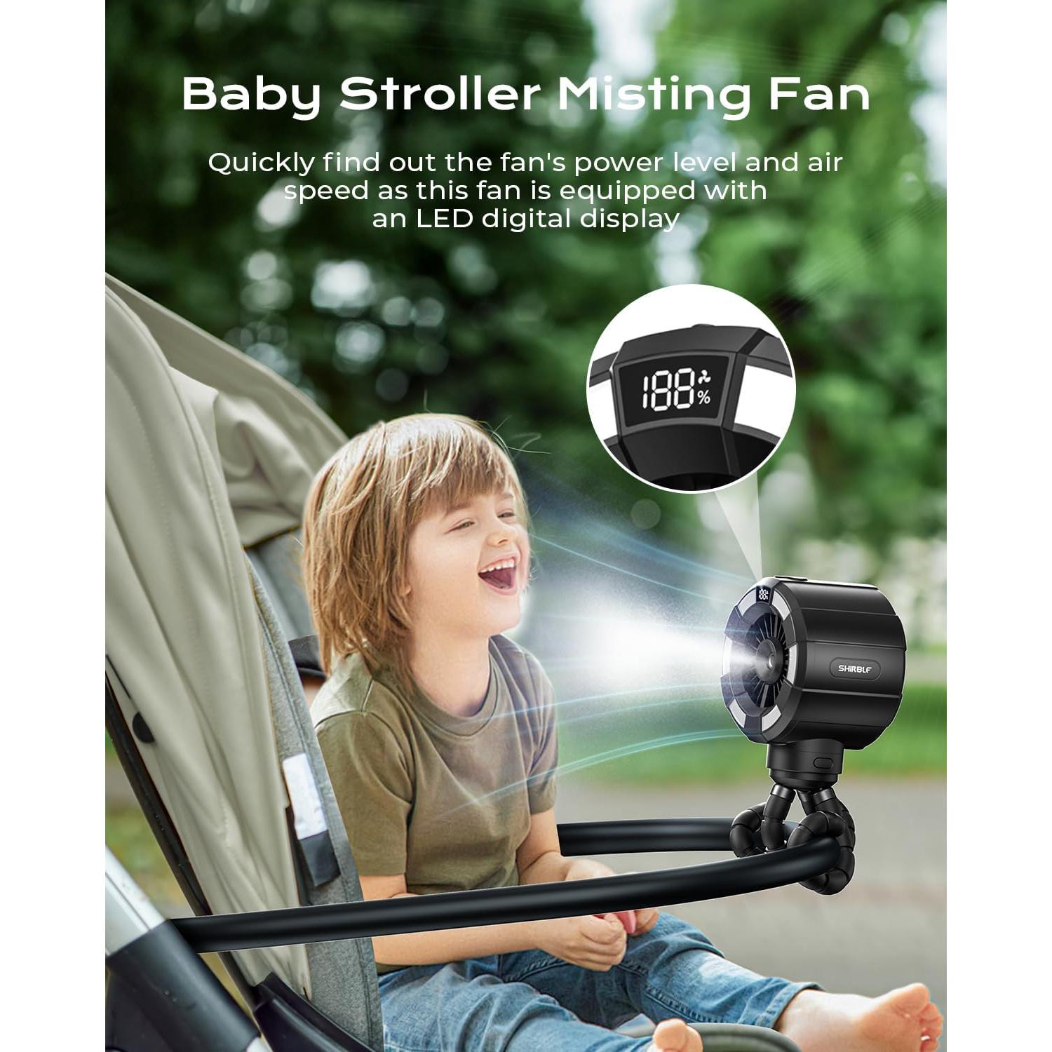 Ventilador de Niebla Portátil 6000mAh para Cochecito - Negro