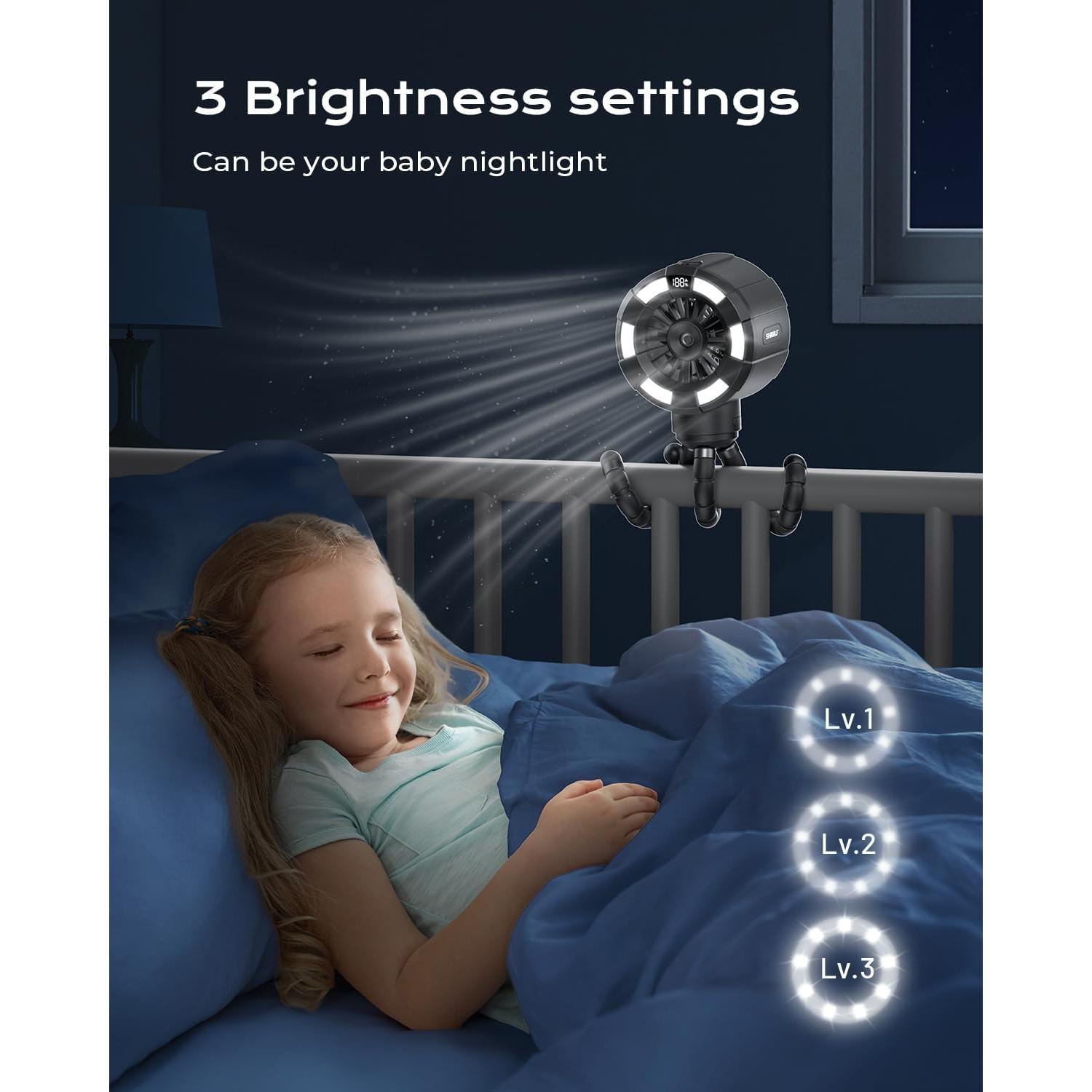 Ventilador de Niebla Portátil 6000mAh para Cochecito - Negro