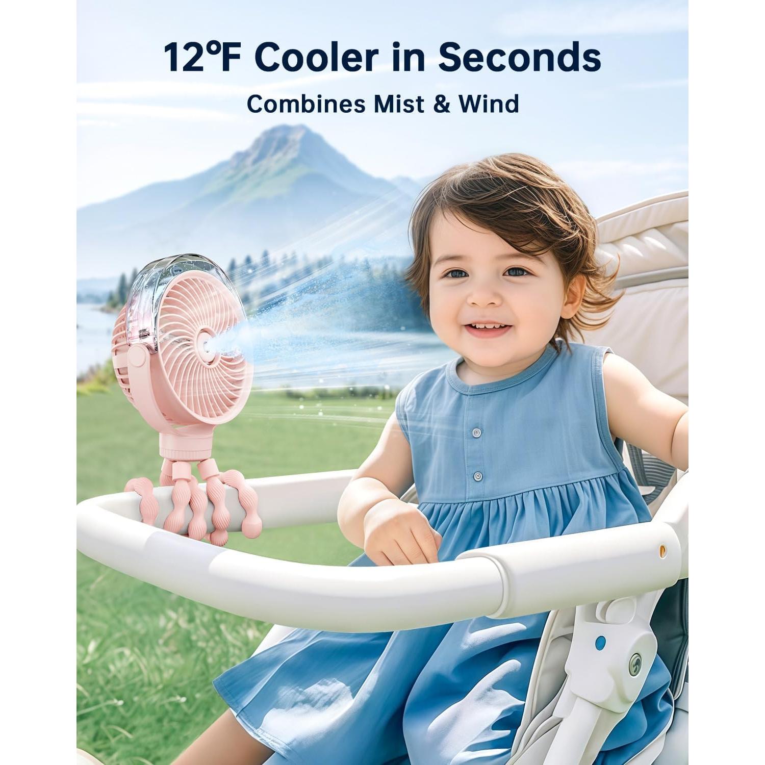 Ventilador de Coche SWEETFULL con Rocío - Portátil 4 Velocidades