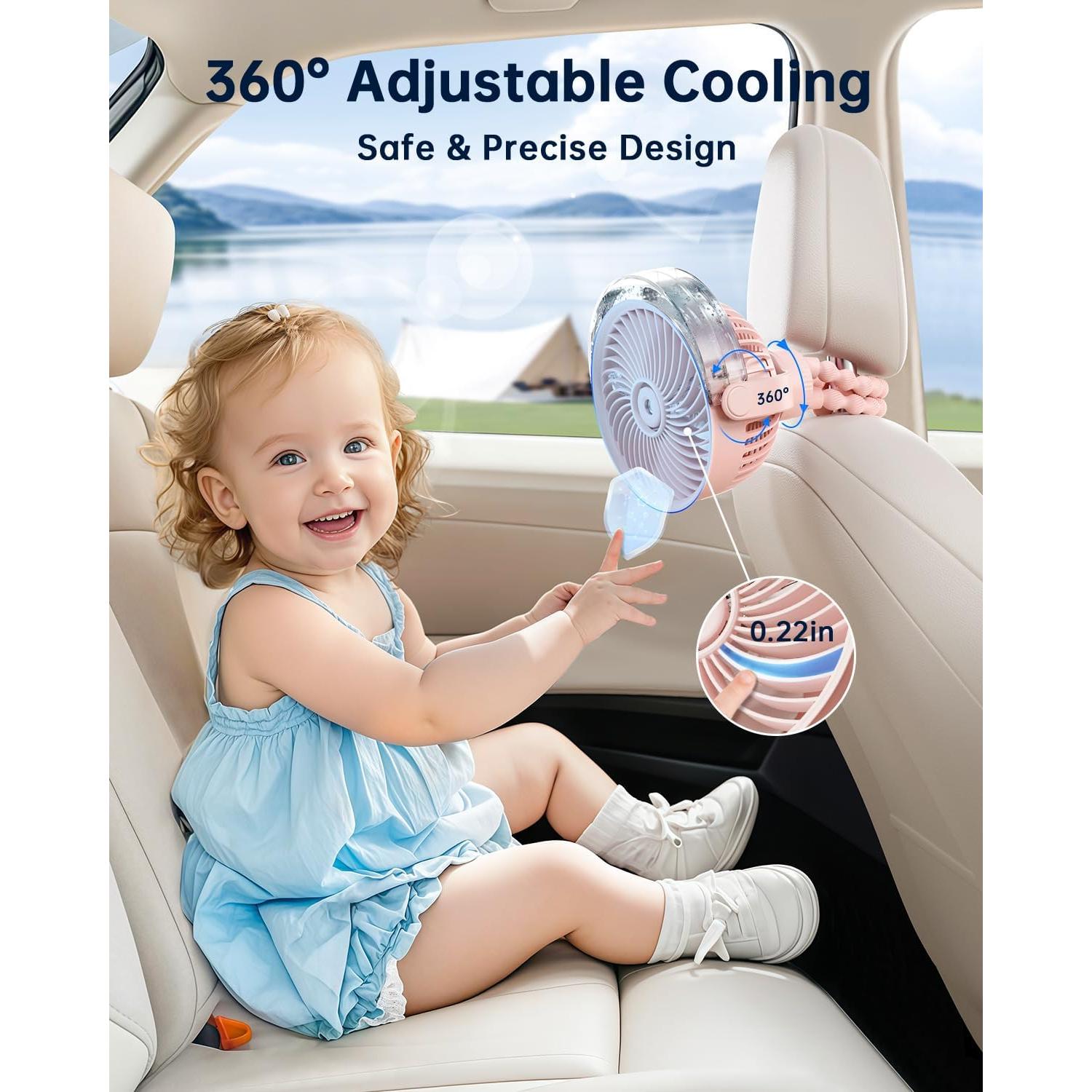 Ventilador de Coche SWEETFULL con Rocío - Portátil 4 Velocidades