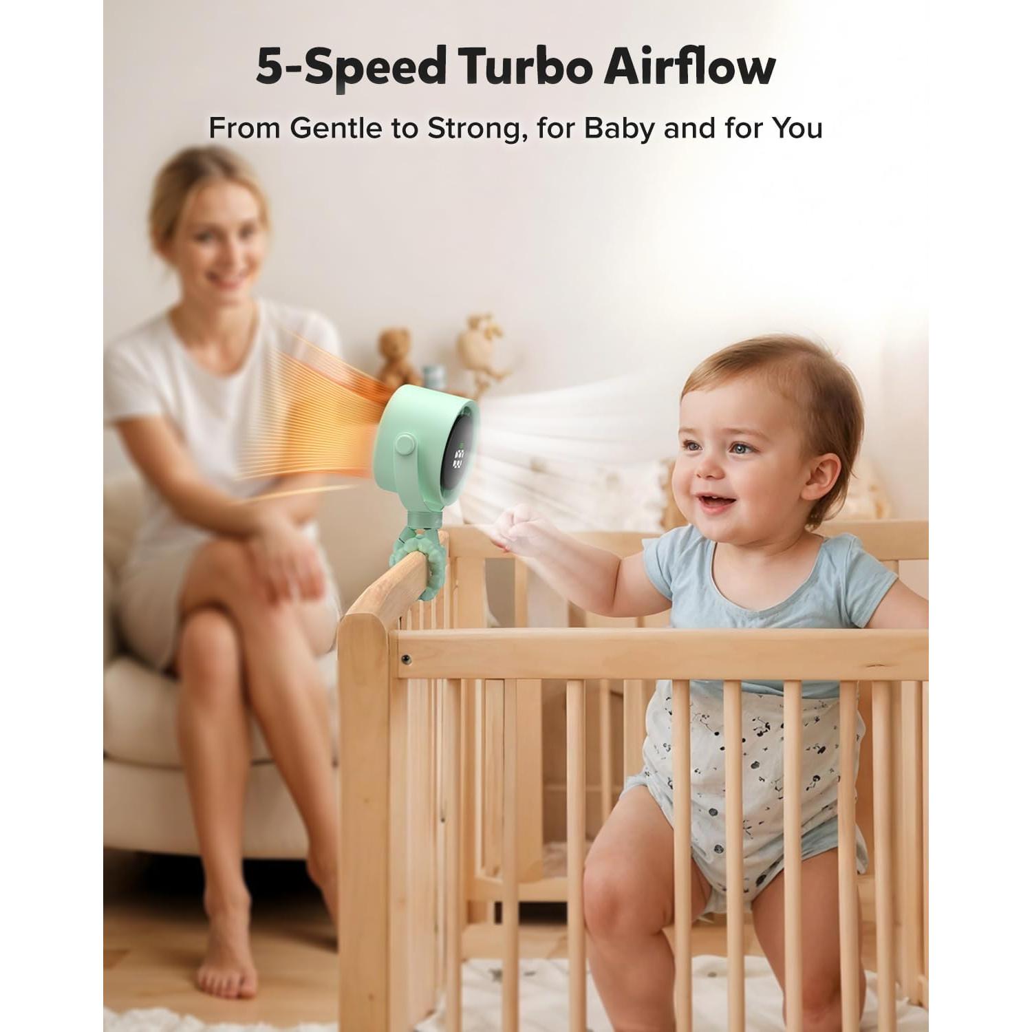 Ventilador Portátil Recargable AMACOOL A223 Verde 5 Velocidades