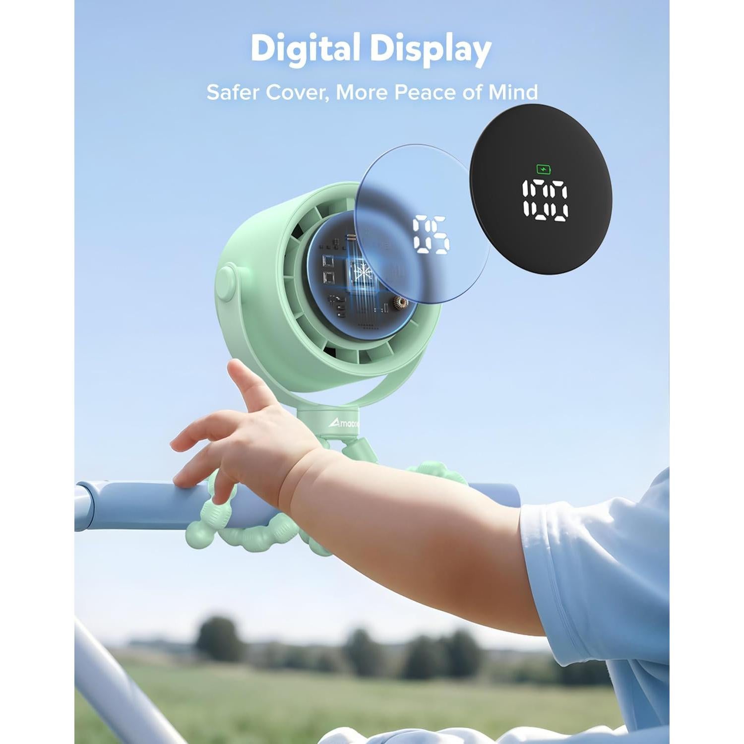 Ventilador Portátil Recargable AMACOOL A223 Verde 5 Velocidades